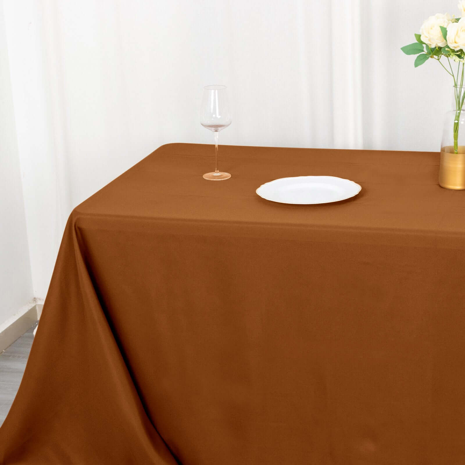 Stylish & Durable Cinnamon Brown Polyester 72x120 Rectangle Tablecloth