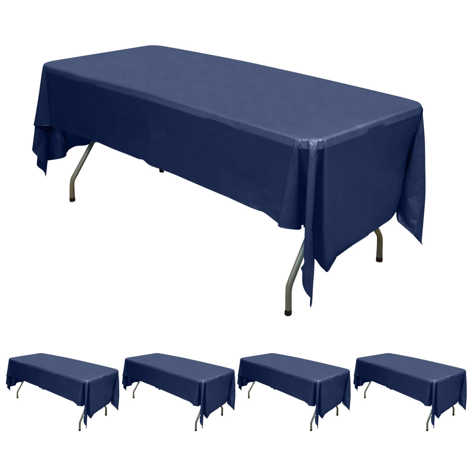 Navy Blue 5-Pack Rectangle Plastic Disposable Table Covers 54x108 - Durable for Gatherings