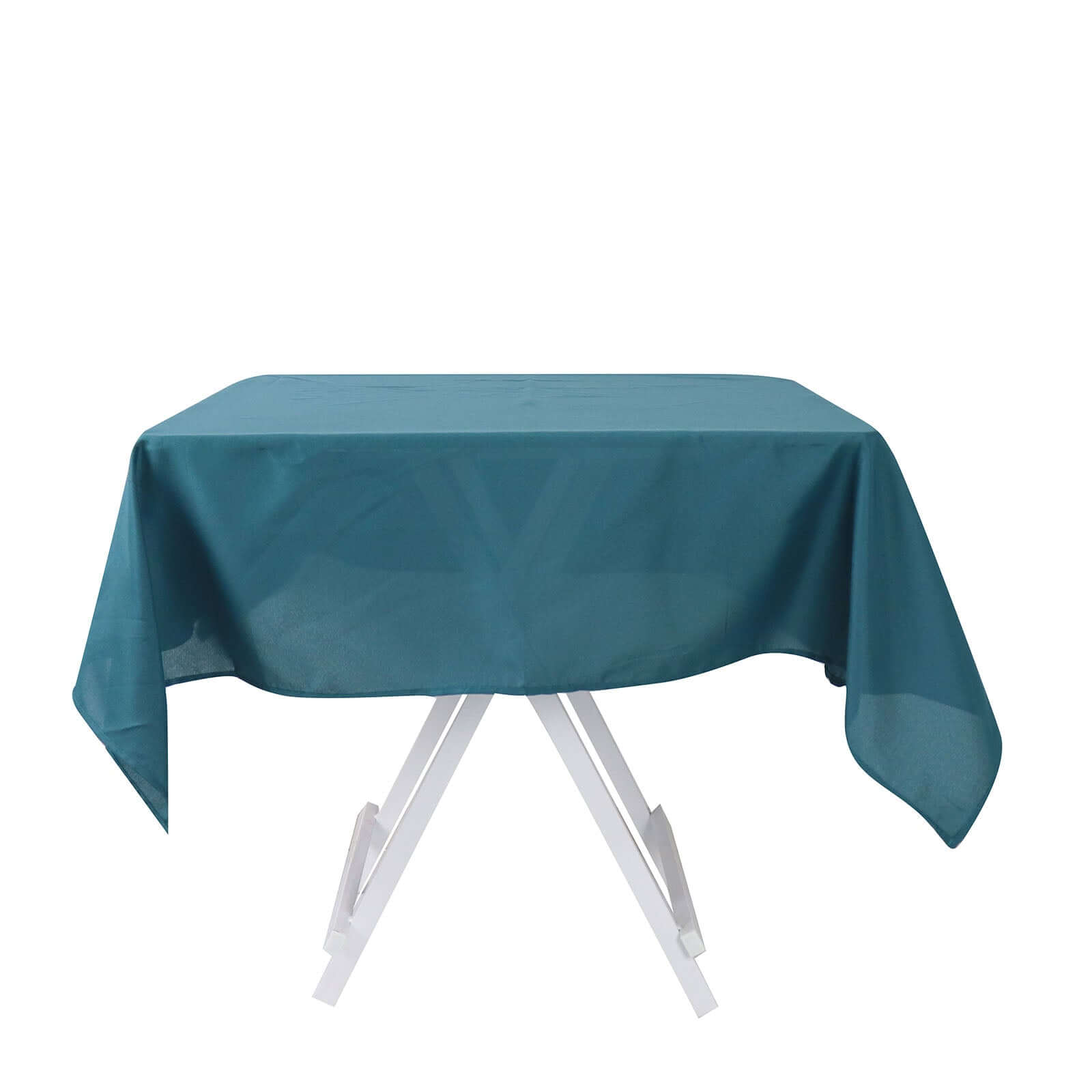 Wrinkle-Resistant & Durable 54x54 Polyester Square Tablecloth in Peacock Teal - Ideal for Events