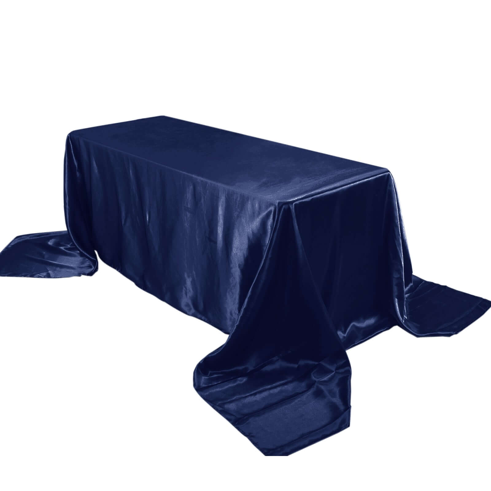 Navy Blue Seamless Satin Tablecloth 90x156 - Perfect for Events