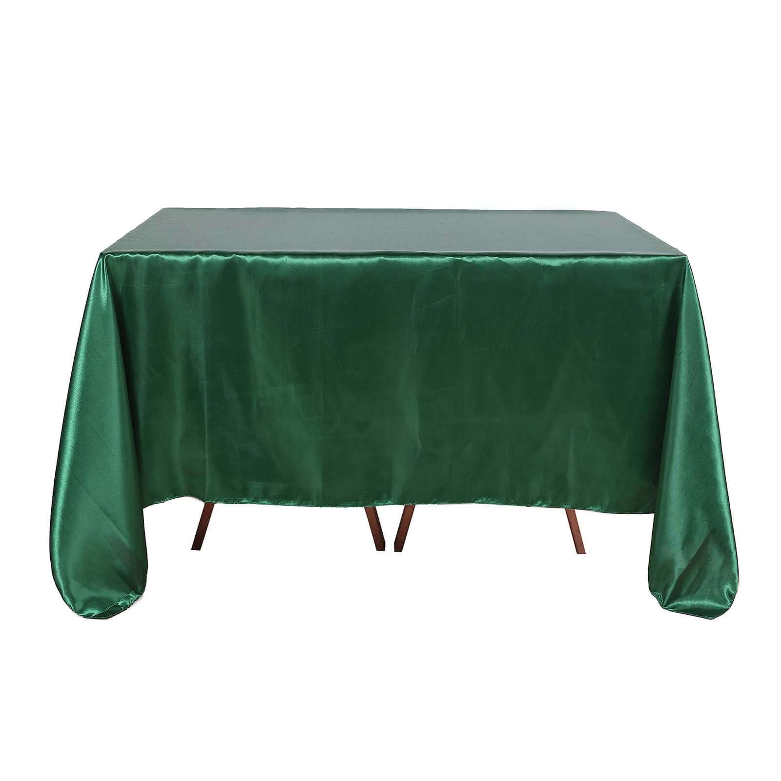 Exclusive Satin Square Table Overlay - 90x90 Hunter Emerald Green Table Topper with Smooth Finish