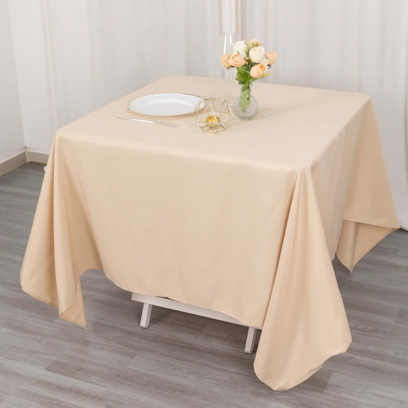 Exclusive Beige 70x70 220GSM Wrinkle-Resistant Polyester Square Tablecloth