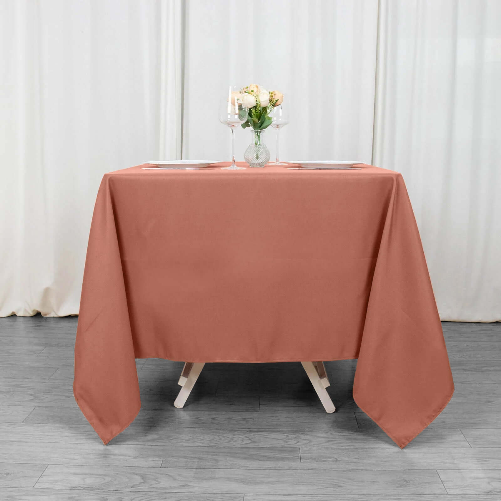 Hot! 70x70 Terracotta Premium Polyester Wrinkle-Resistant 220GSM Square Tablecloth