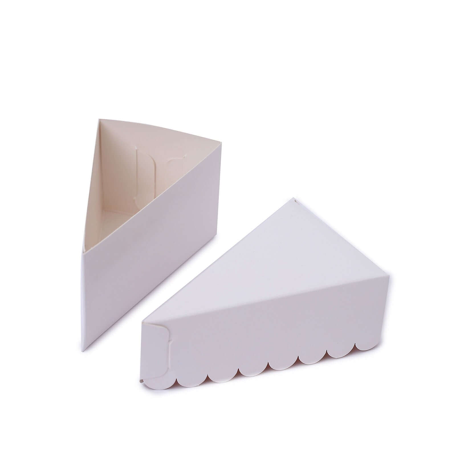 Hot Deal! 10-Pack White Cardstock Triangle Cake Slice Boxes with Scalloped Top for Desserts & Party Favors