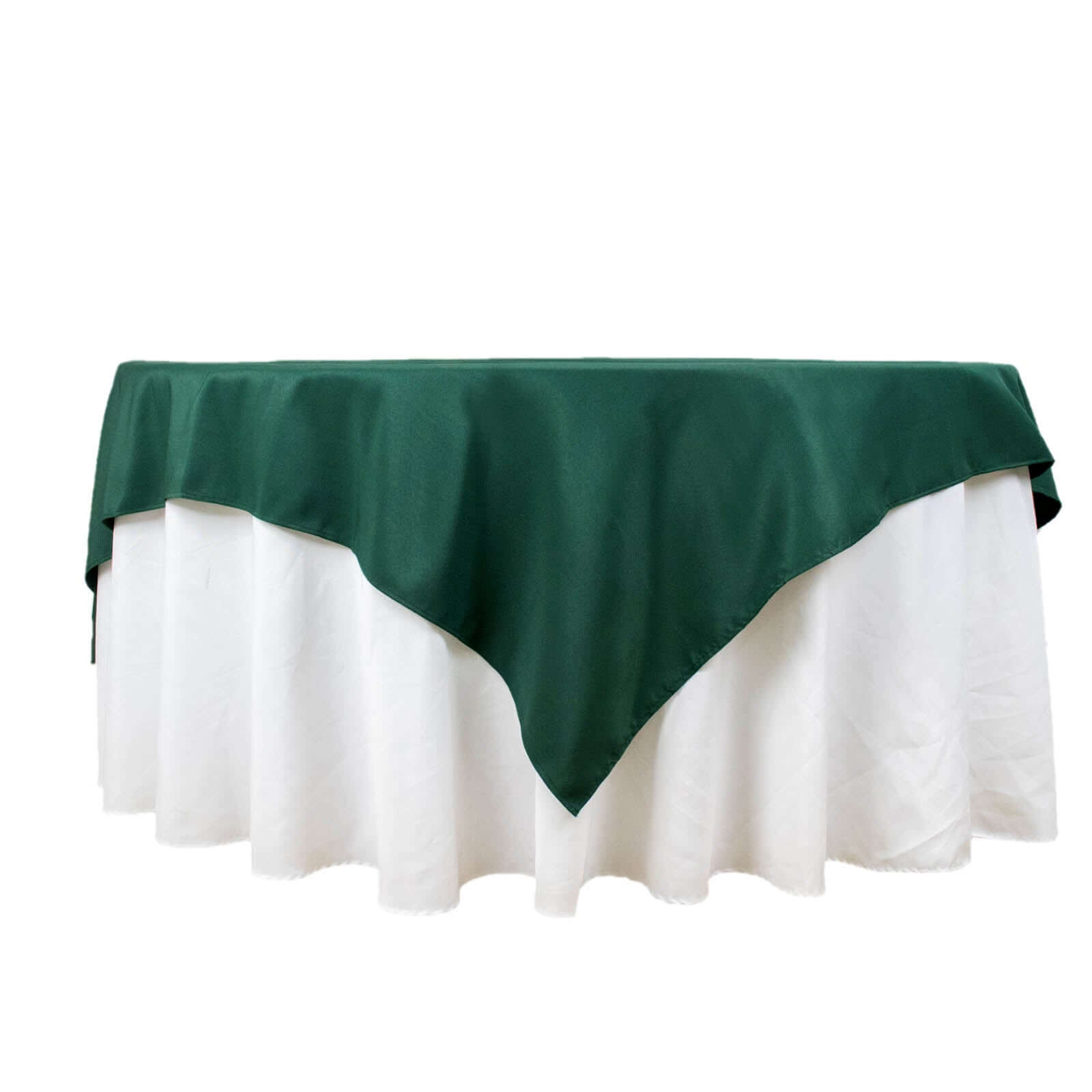 Hunter Emerald Green Premium Polyester 70x70 Square Table Overlay - Wrinkle-Resistant 220GSM Tablecloth