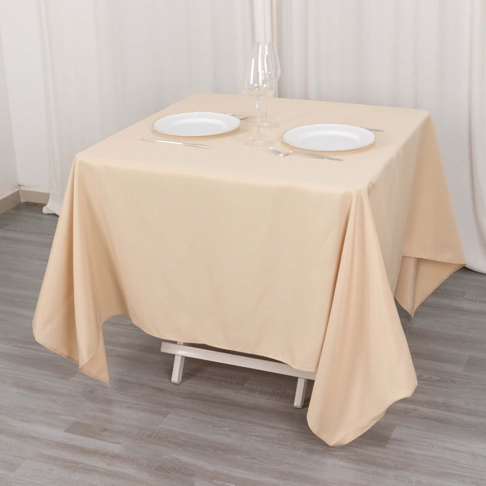 Exclusive Beige 70x70 220GSM Wrinkle-Resistant Polyester Square Tablecloth