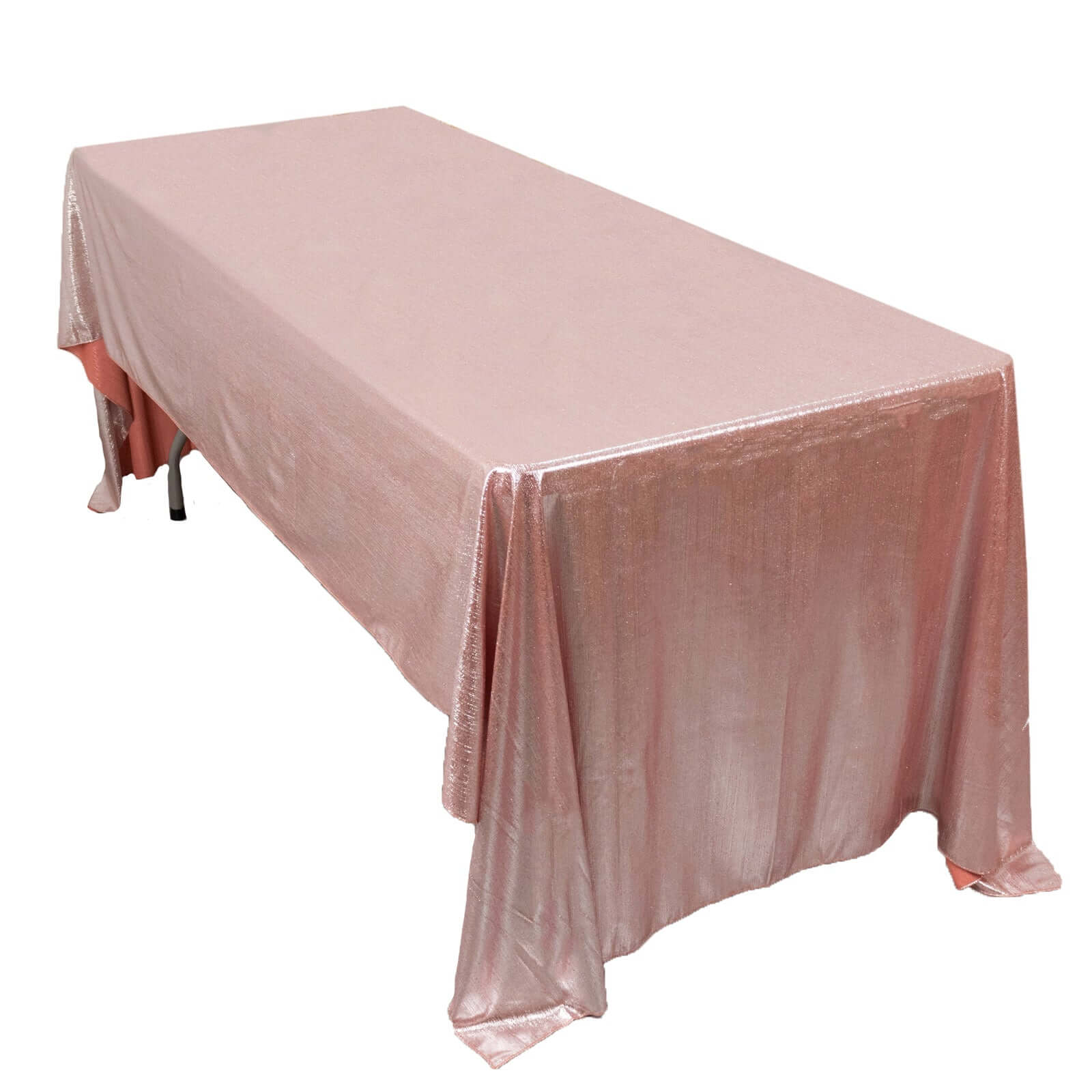 Sparkling Rose Gold Sequin Dots Polyester Rectangle Tablecloth - Wrinkle-Free & Reusable