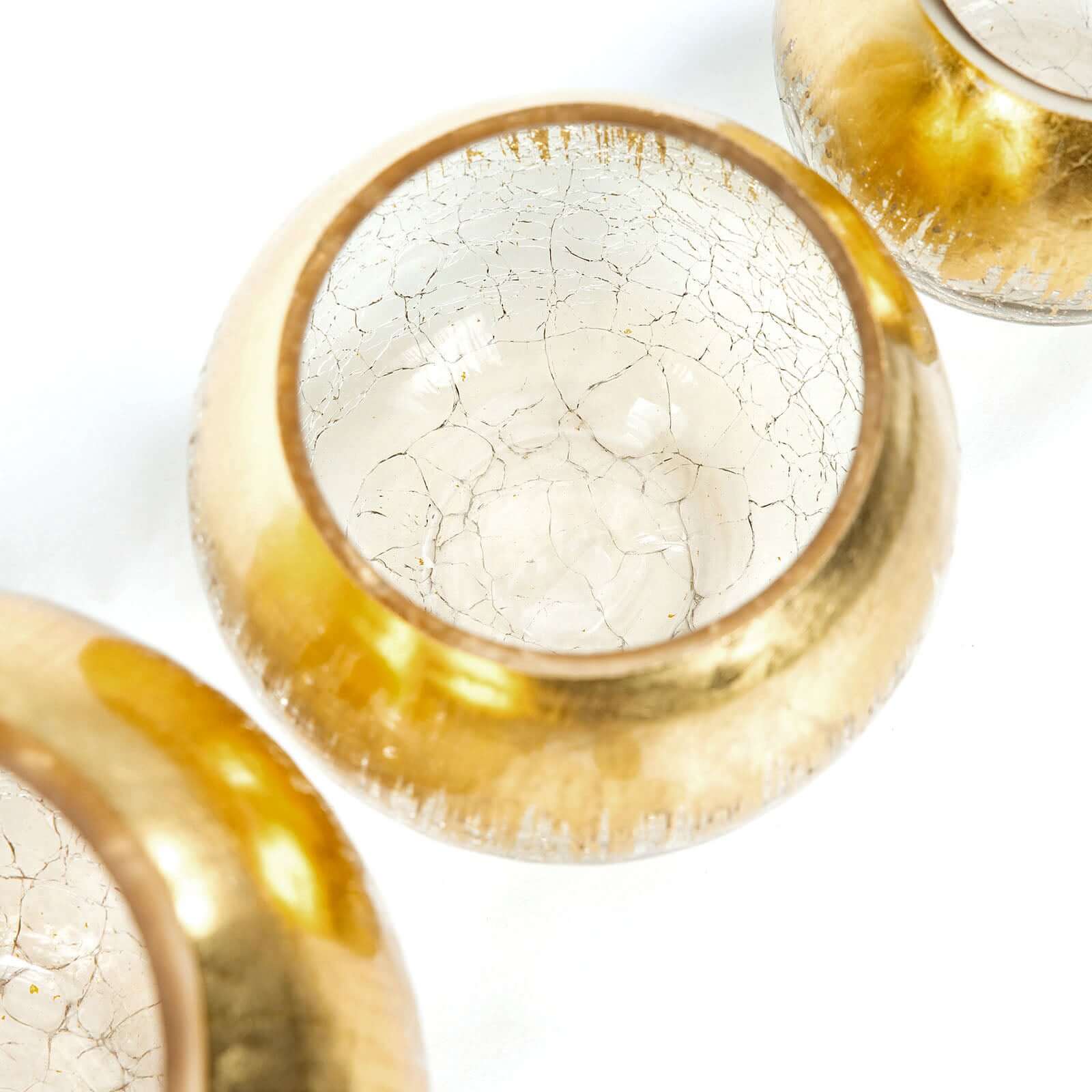 Stylish Gold Foiled Crackle Glass Flower Vase - Ideal Centerpiece for Events, 4.5