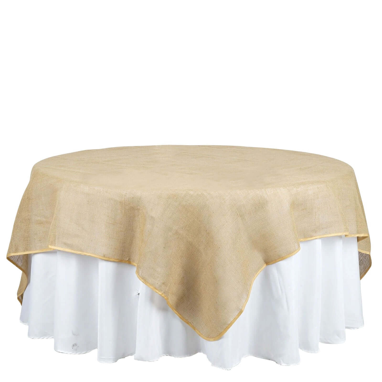 Natural Burlap 90x90 Square Table Overlay - Perfect for Vintage Celebrations