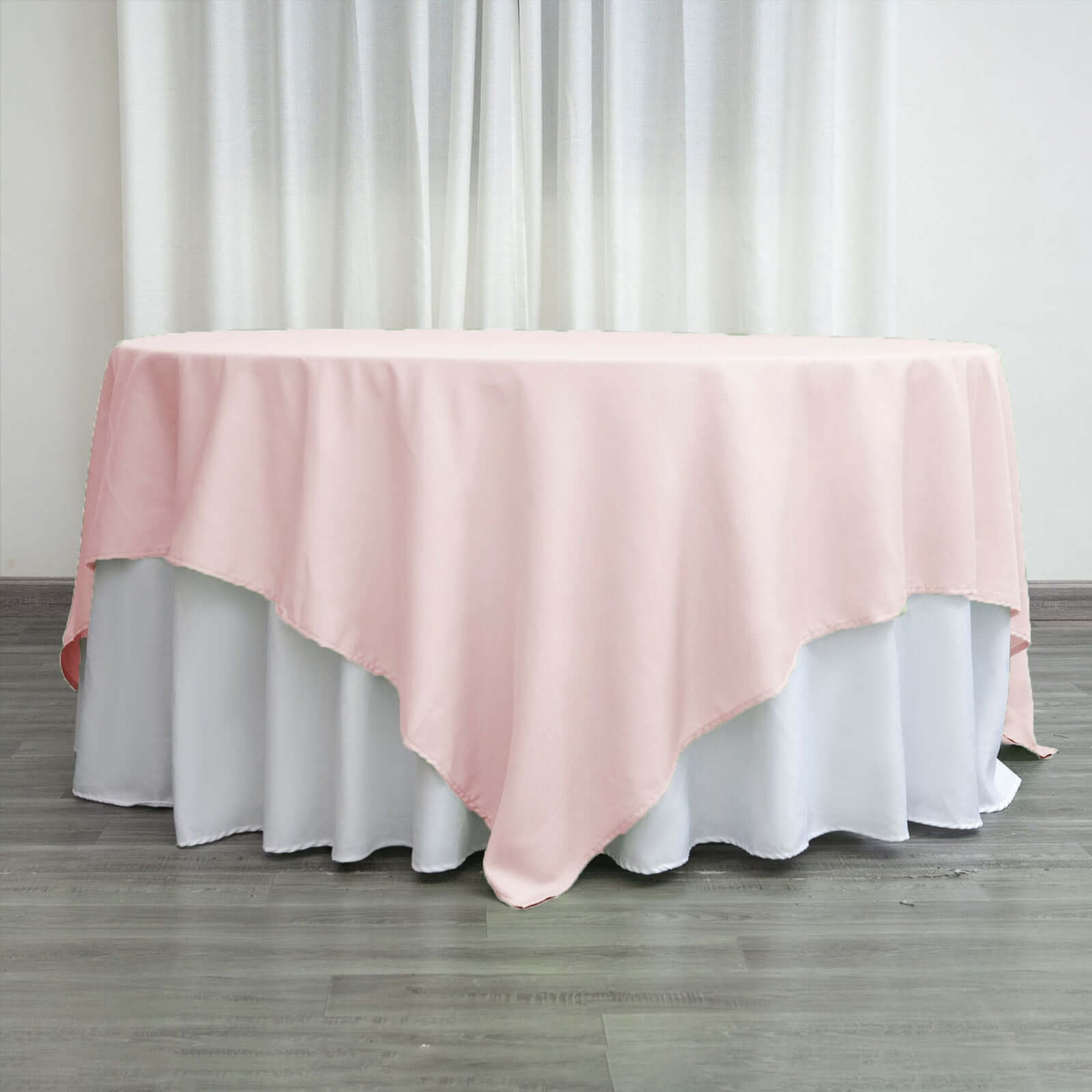 Blush 90x90 Wrinkle-Resistant & Durable Polyester Square Table Overlay