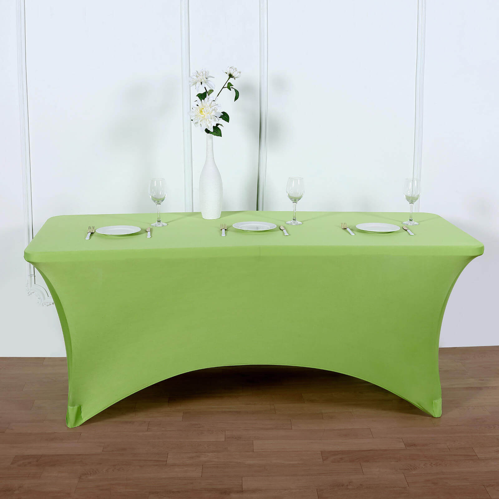 Apple Green Durable Spandex 6ft Rectangle Tablecloth - Perfect Form-Fitting Table Cover for Events