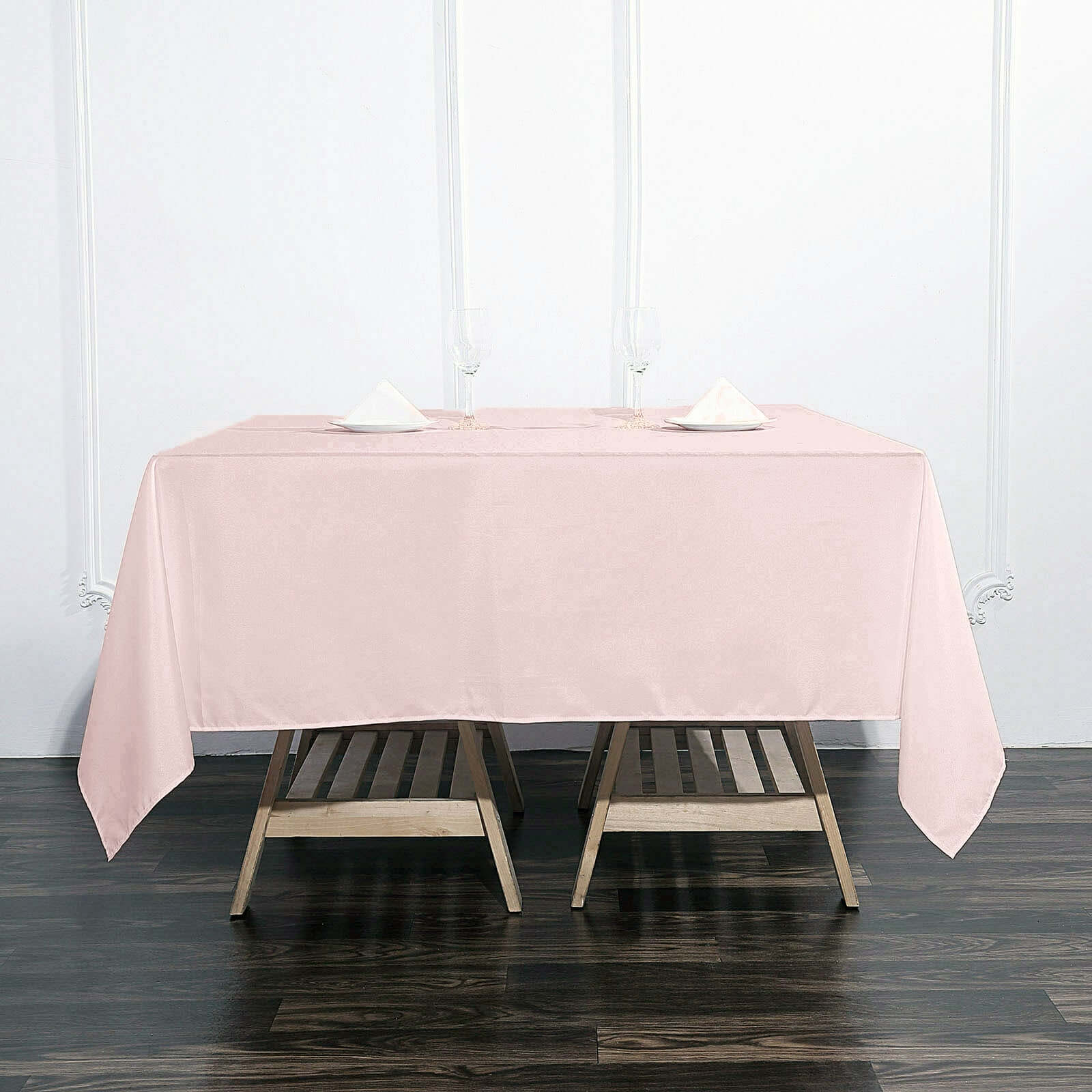 Wrinkle-Resistant & Durable Blush 90x90 Polyester Square Tablecloth