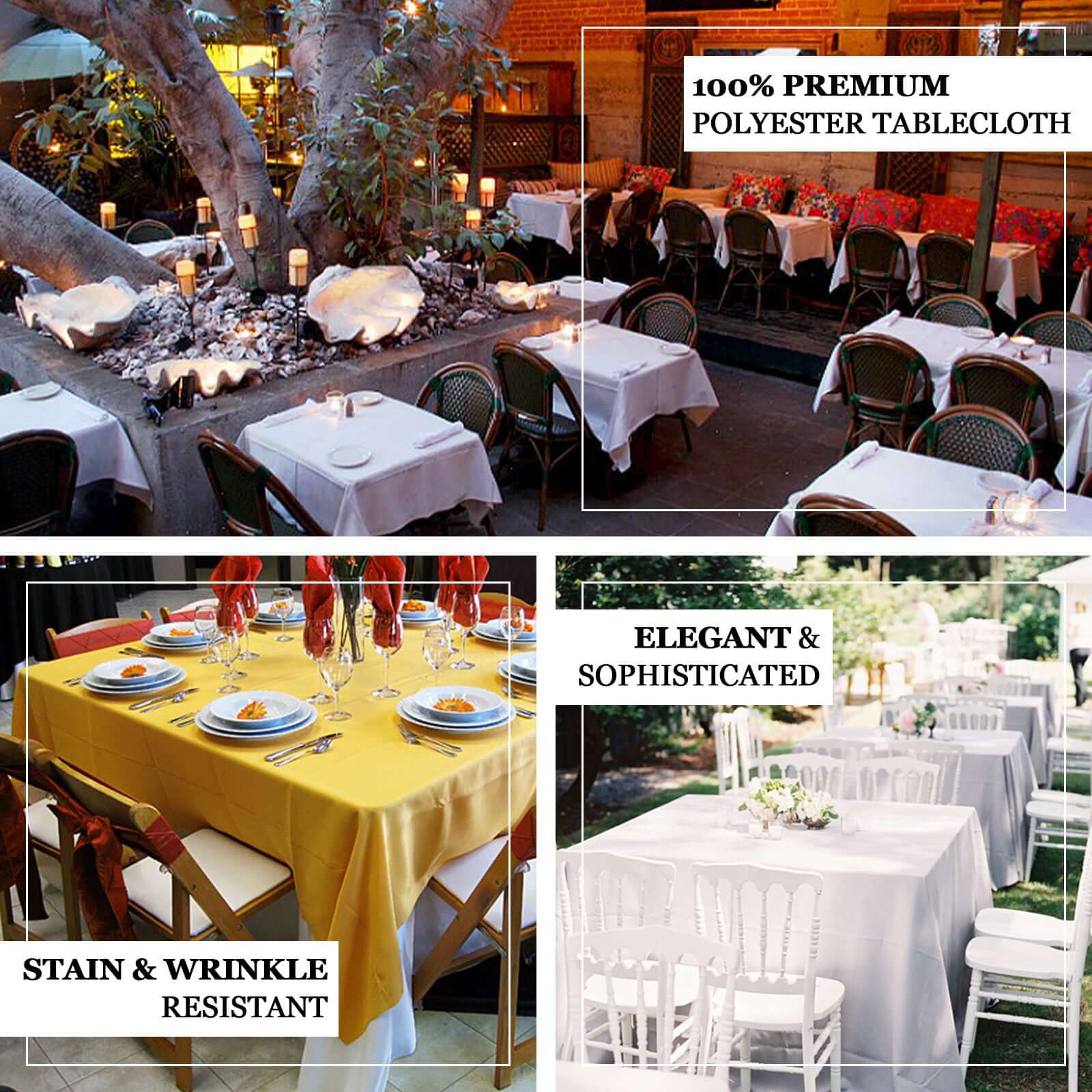 Premium Purple 90x90 Polyester Square Tablecloth - Wrinkle-Free & Durable for Events