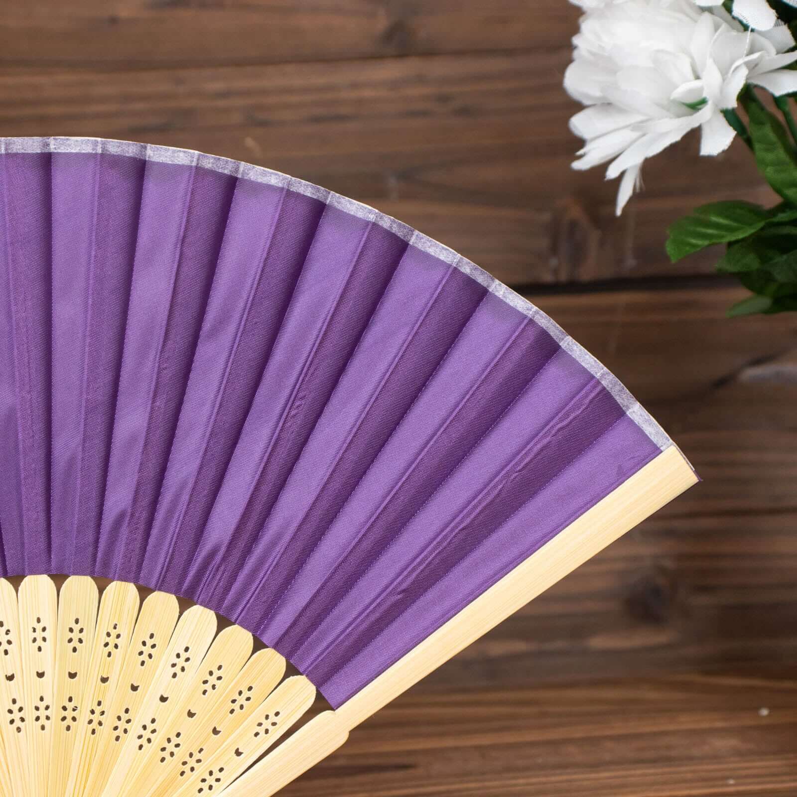 Set of 5 Purple Asian Silk Folding Fans - Ideal Party Favors