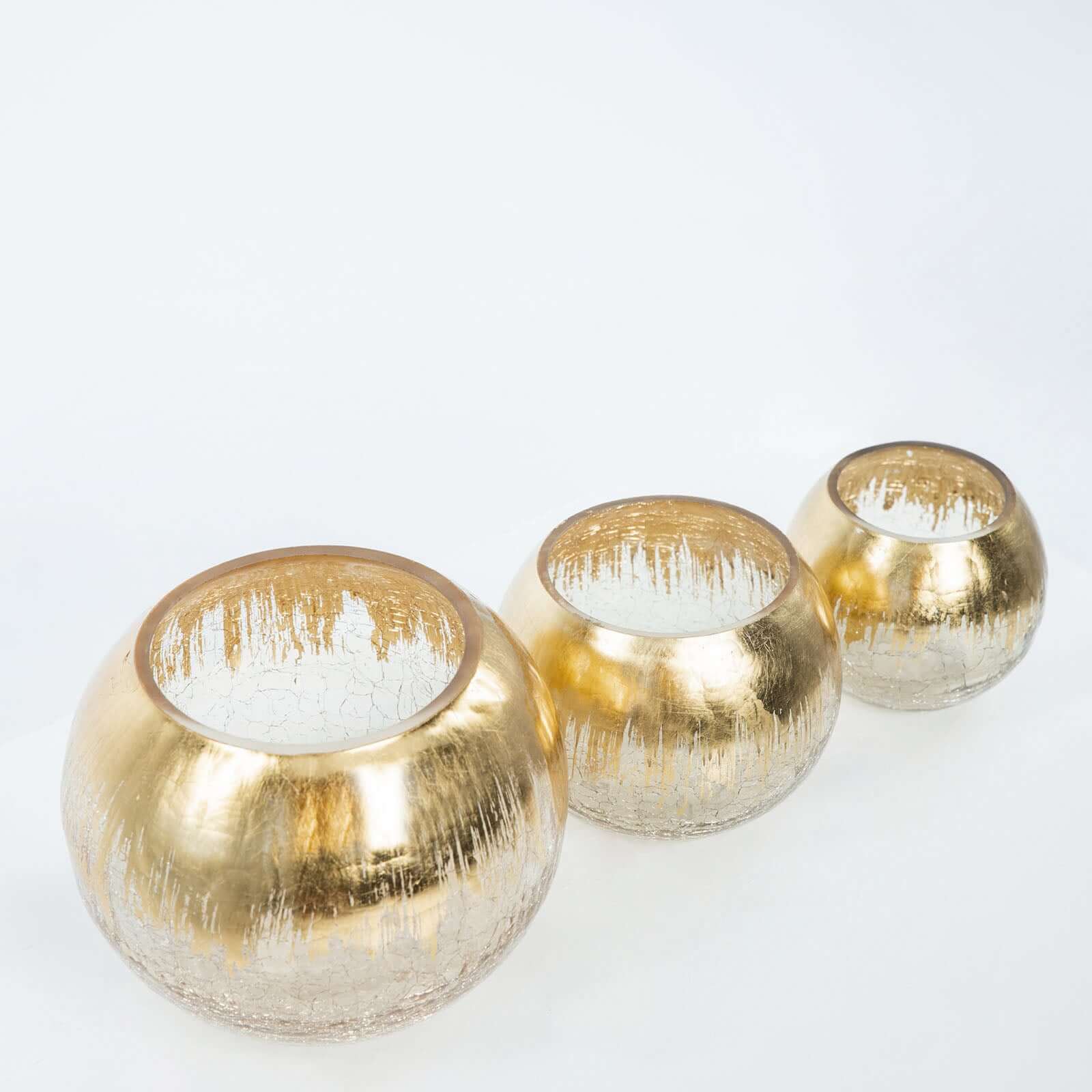 Stylish Gold Foiled Crackle Glass Flower Vase - Ideal Centerpiece for Events, 4.5