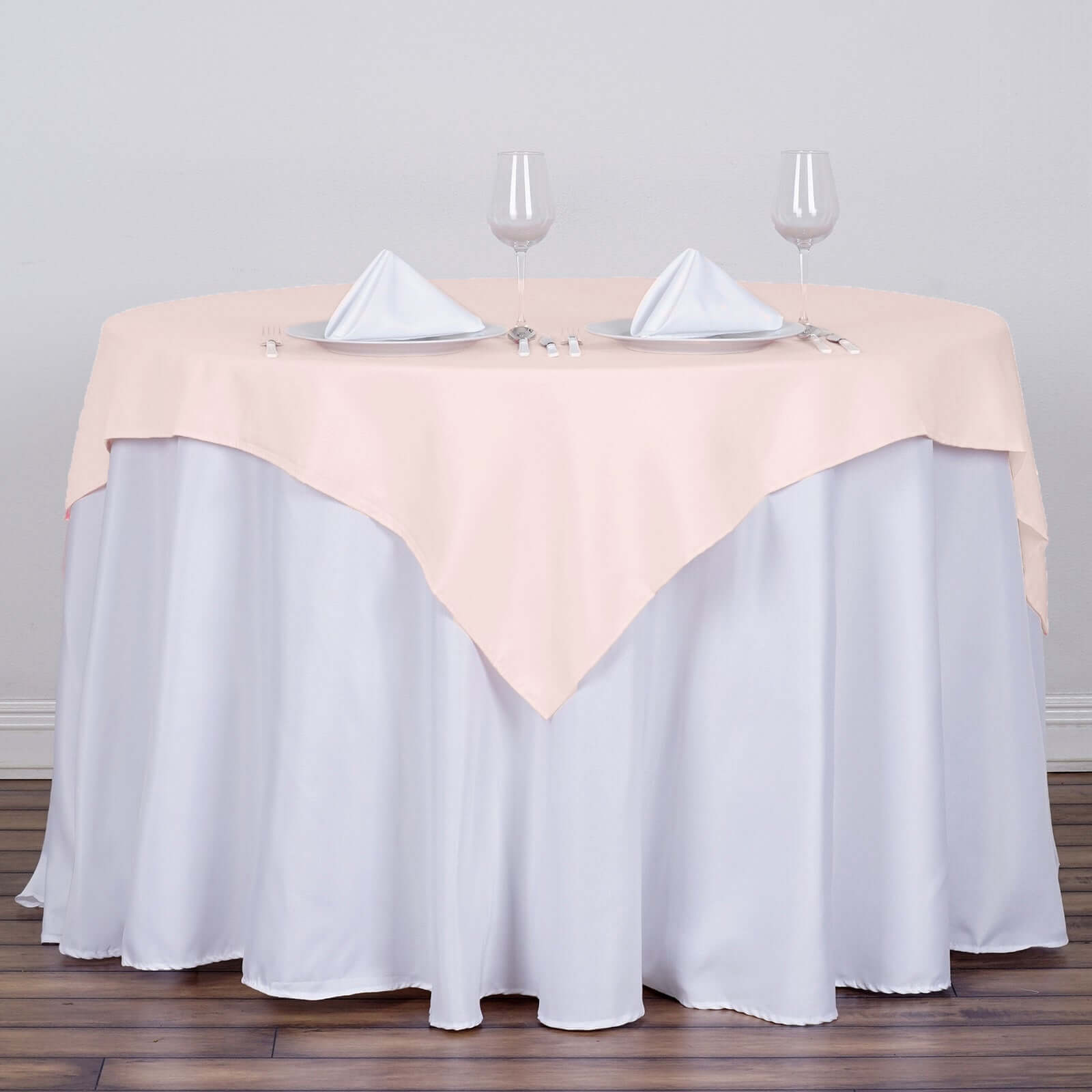 Blush 54x54 Polyester Square Table Overlay - Wrinkle-Resistant & Durable