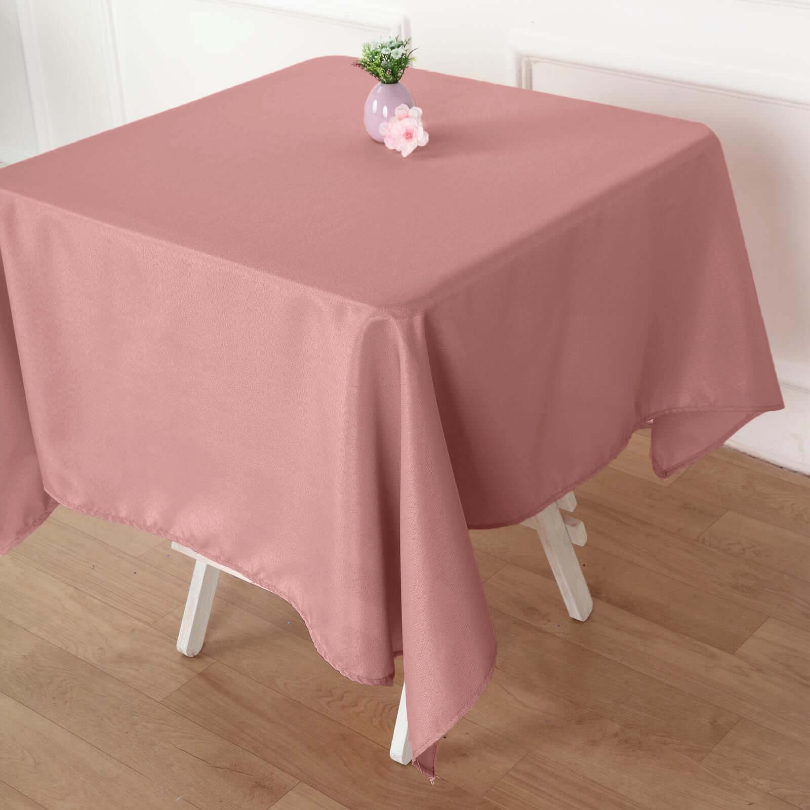 Wrinkle-Resistant & Durable 54x54 Dusty Rose Polyester Square Tablecloth
