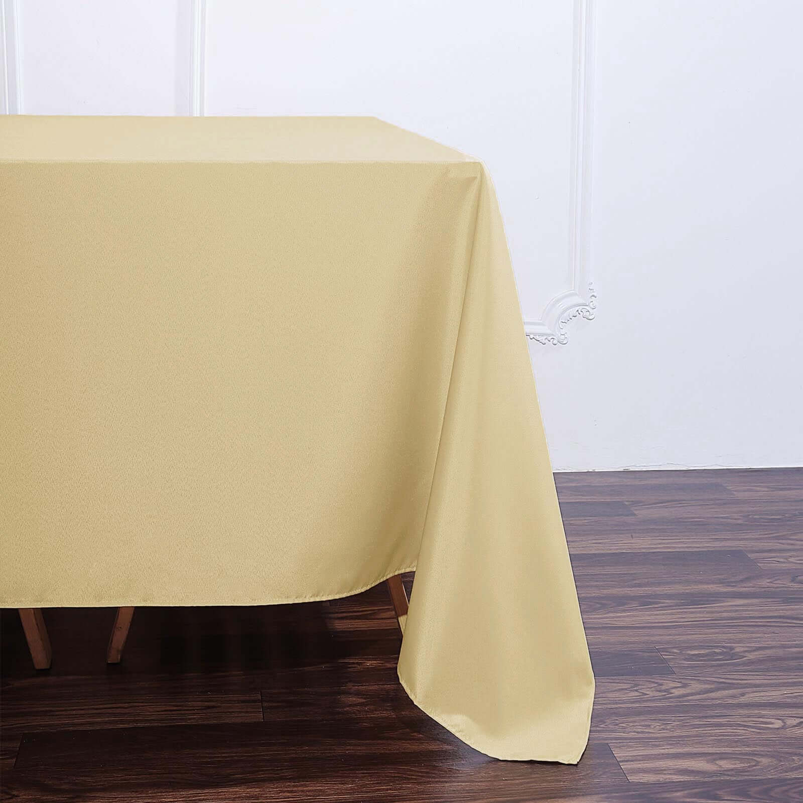 Durable & Wrinkle-Resistant 90x90 Polyester Square Tablecloth in Champagne Color