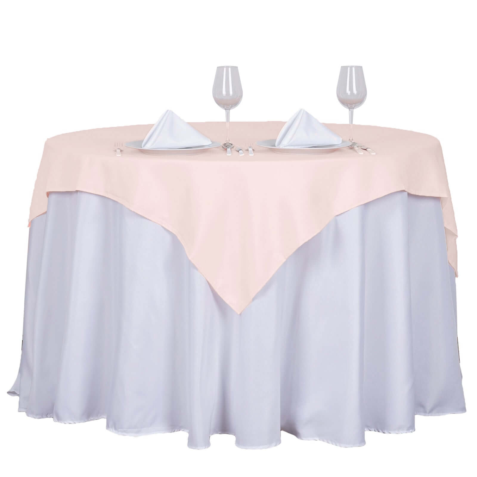 Blush 54x54 Polyester Square Table Overlay - Wrinkle-Resistant & Durable