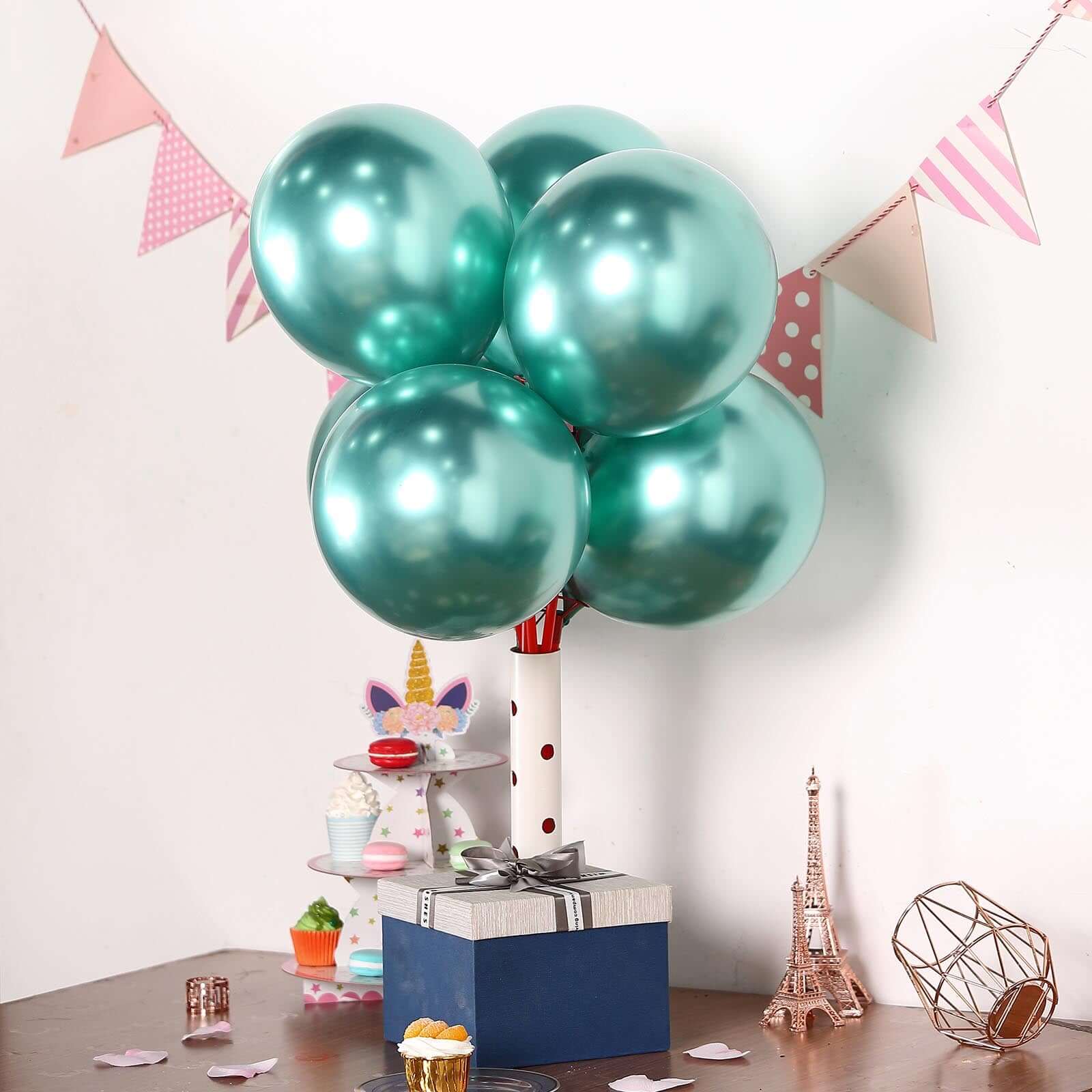 Hot Deal! 25-Pack 12-Inch Metallic Chrome Green Latex Party Balloons (Helium or Air Fillable)