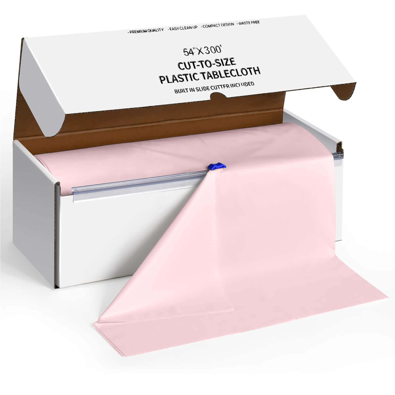 Customizable Blush Plastic Table Cover Roll with Slide Cutter - 54x300ft, High-Quality Disposable