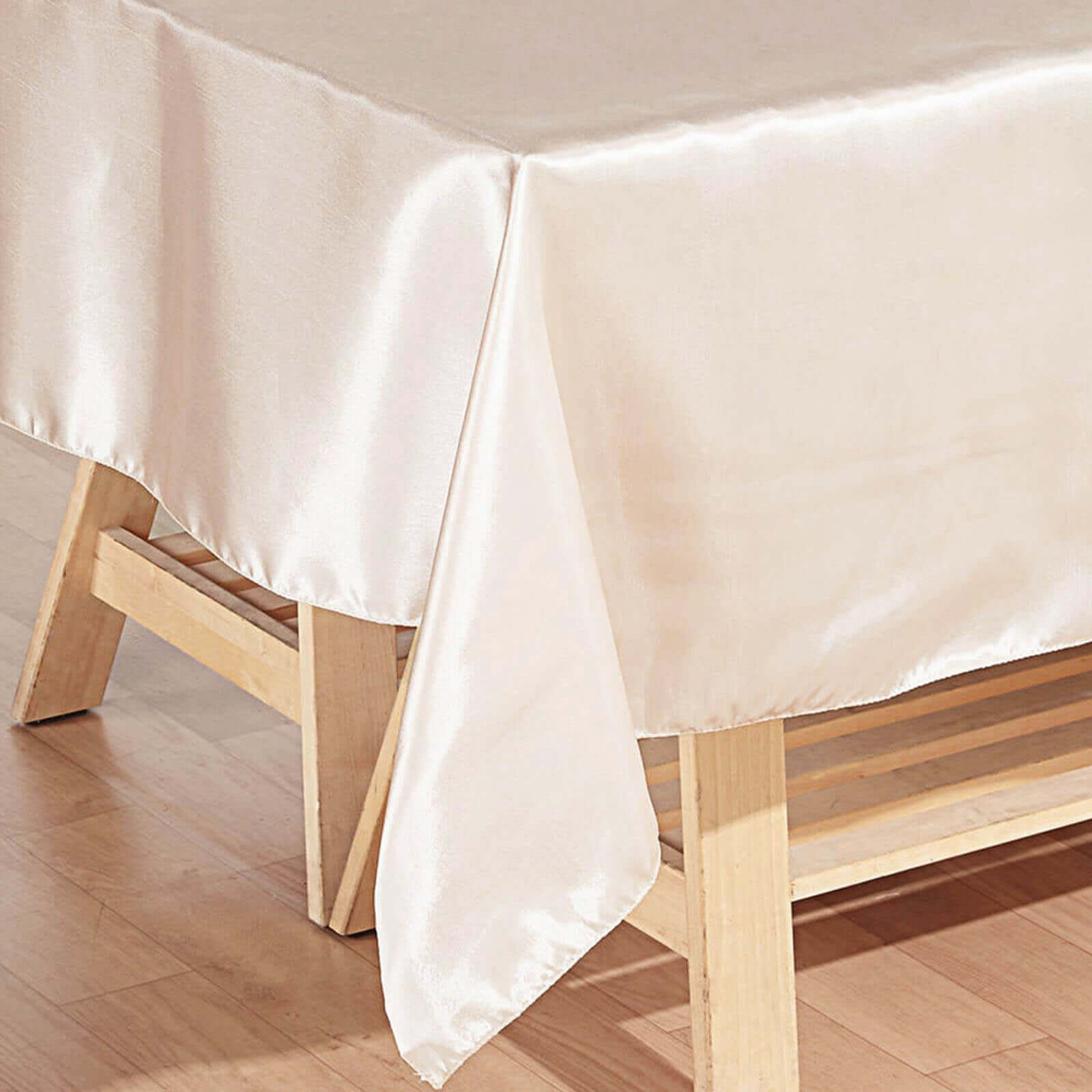 Premium Beige Satin Rectangular Tablecloth (60x102) - Smooth, Lustrous & Stain-Resistant