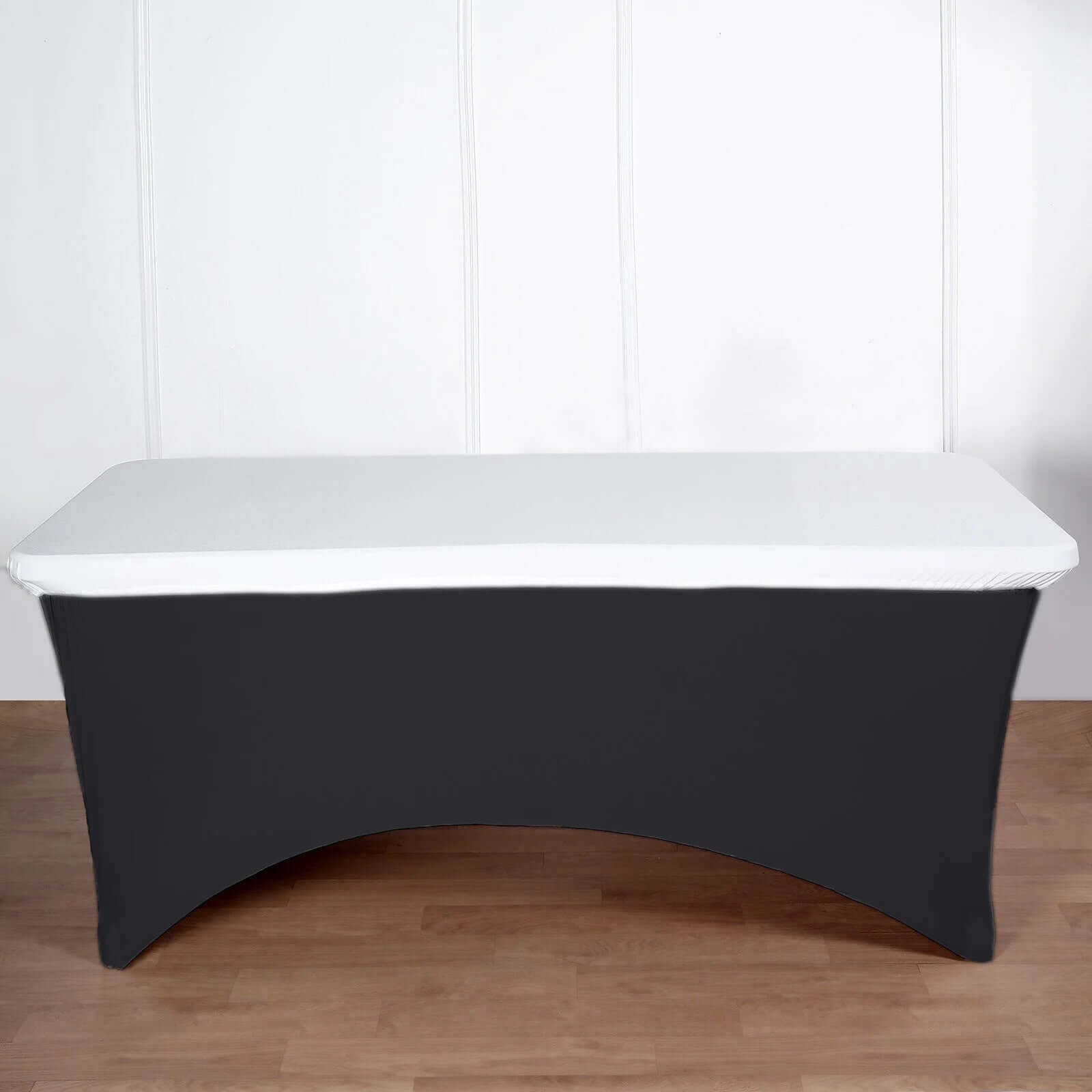 White Stretchy & Wrinkle-Free Spandex Table Topper for 8-Foot Tables