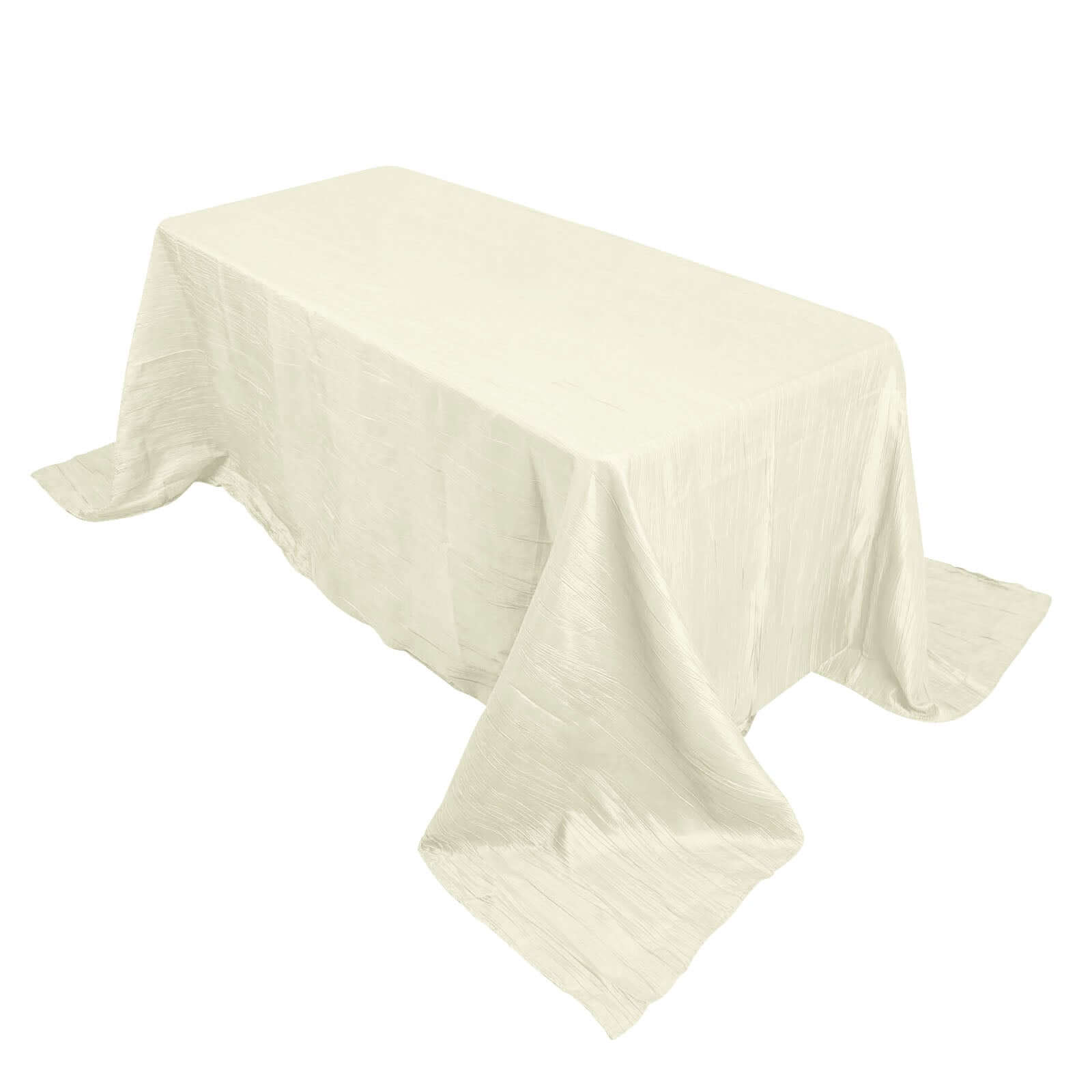 Ivory Seamless Accordion Crinkle Taffeta Rectangle Tablecloth 90x132 - Perfect for Events