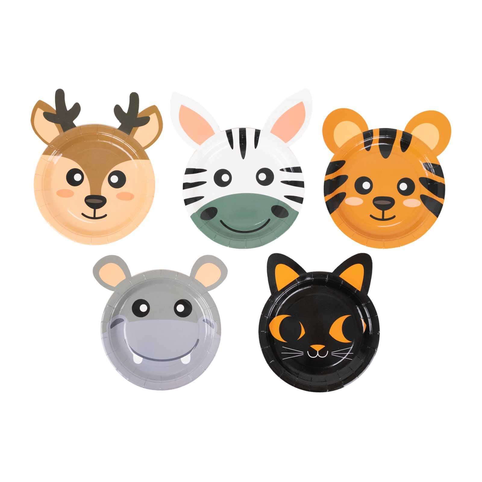 Great Deal! Set of 25 Disposable Paper Round Plates with Assorted Jungle Animal Prints for Themed Parties