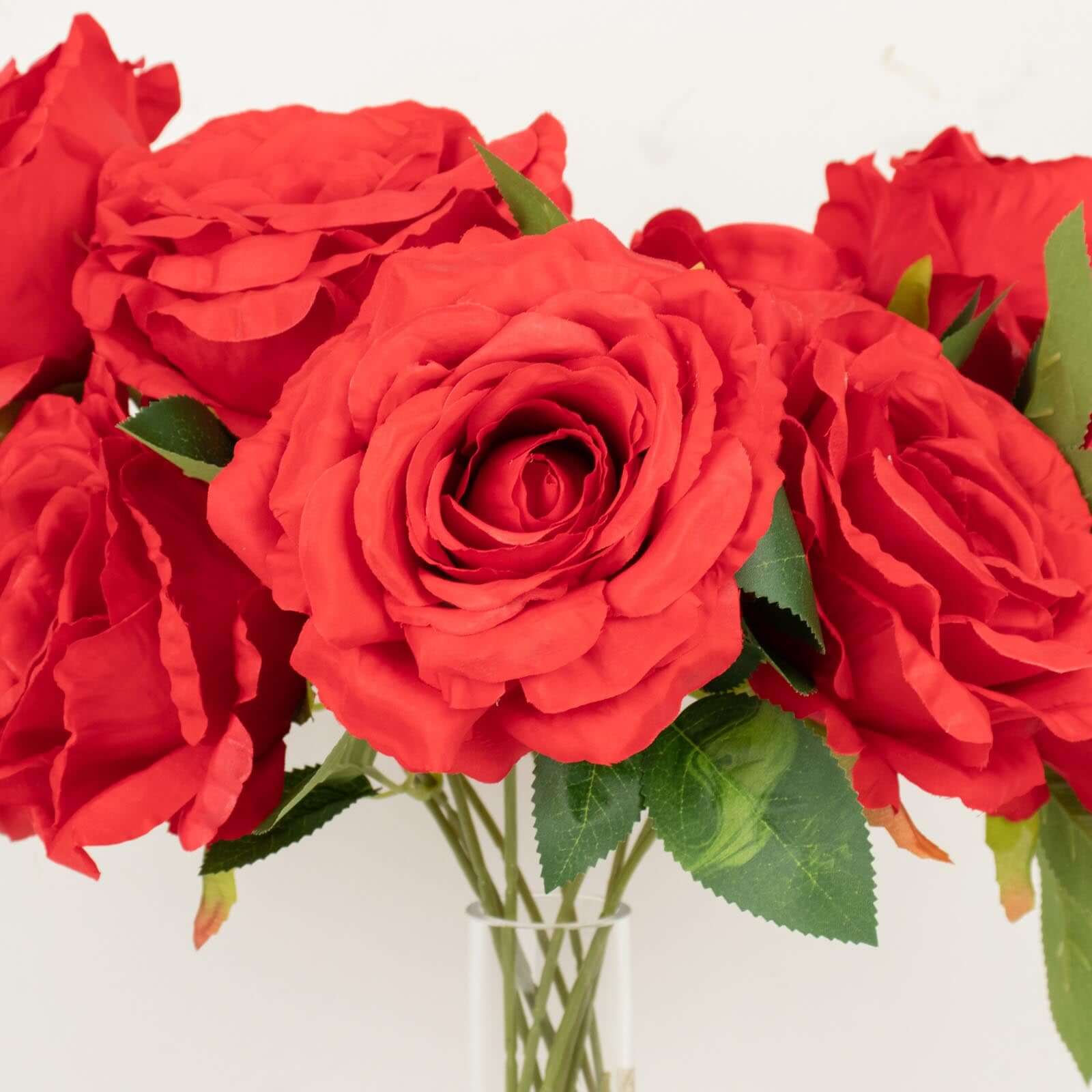 17-inch Red Premium Silk Jumbo Rose Flower Bouquet: 2 Bushes for Stunning Decor