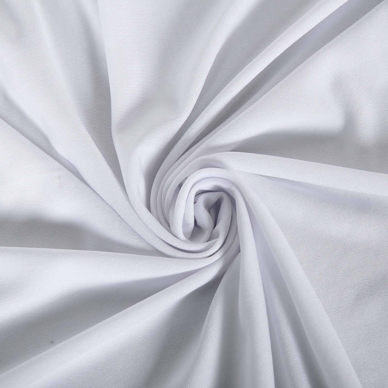 White Stretchy & Wrinkle-Free Spandex Table Topper for 8-Foot Tables