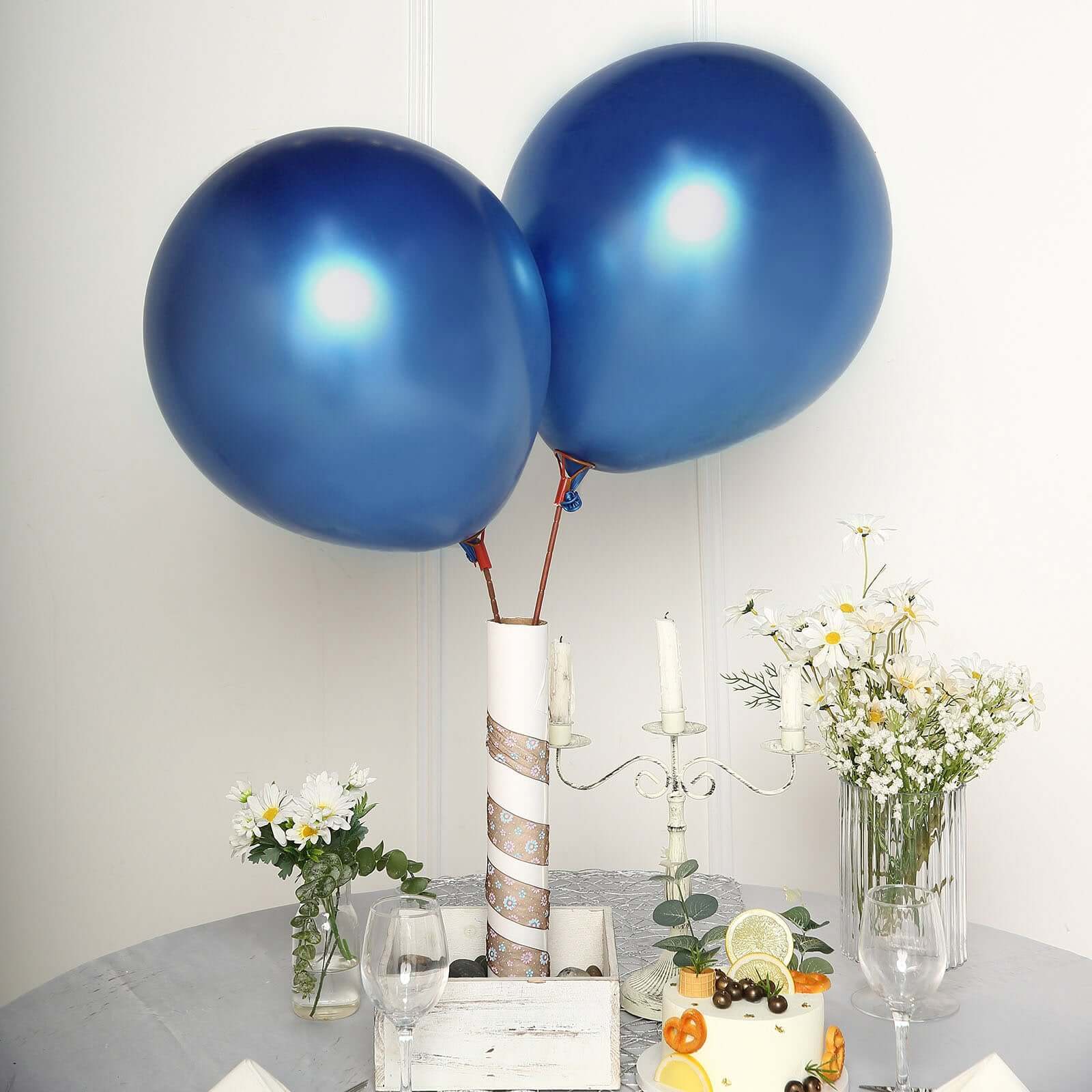 Hot Sale! 5-Piece Set of 18-Inch Royal Blue Metallic Chrome Latex Balloons for Helium or Air Filling