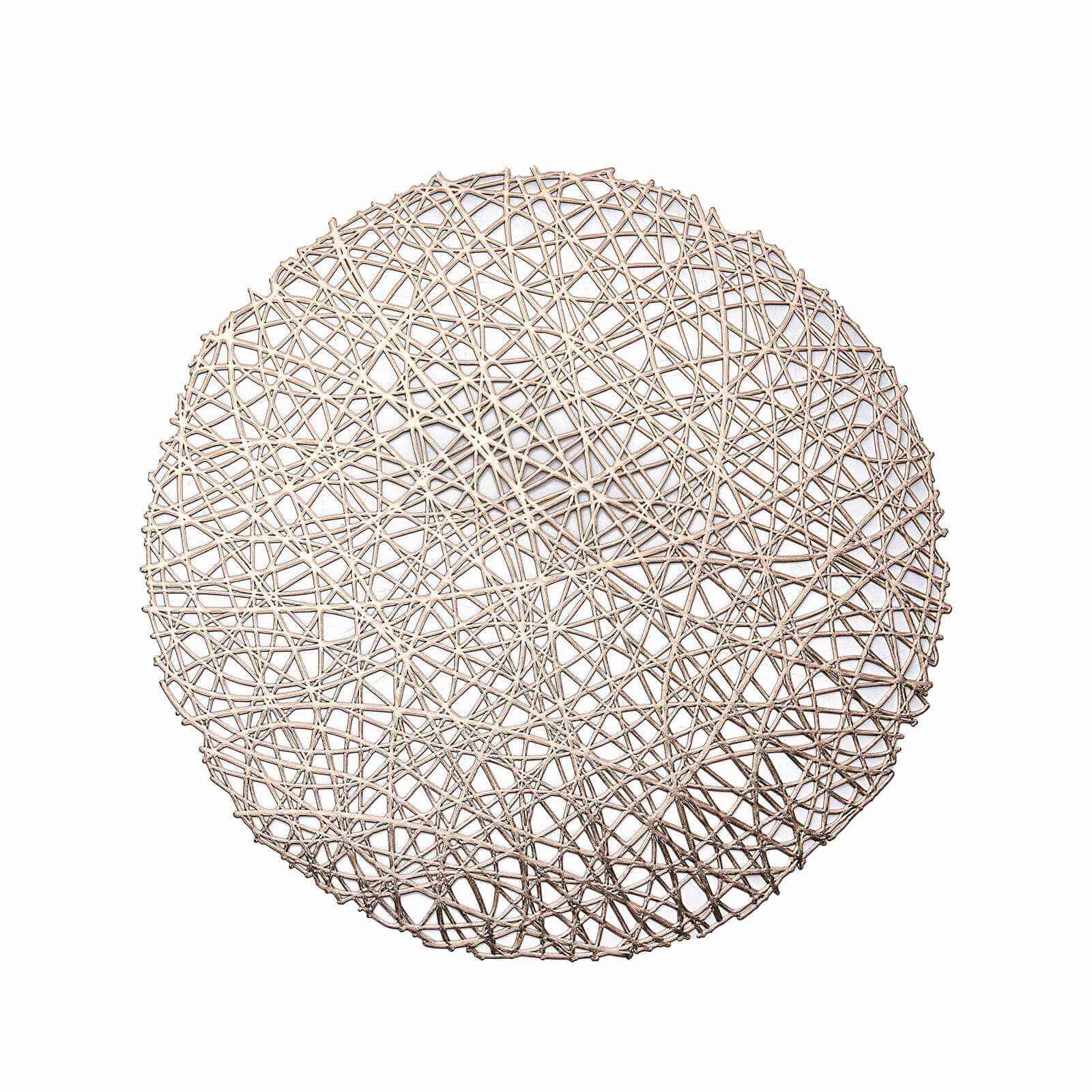 Hot Deal! 6-Pack Champagne Vinyl Round Dining Placemats - Durable & Non-Slip