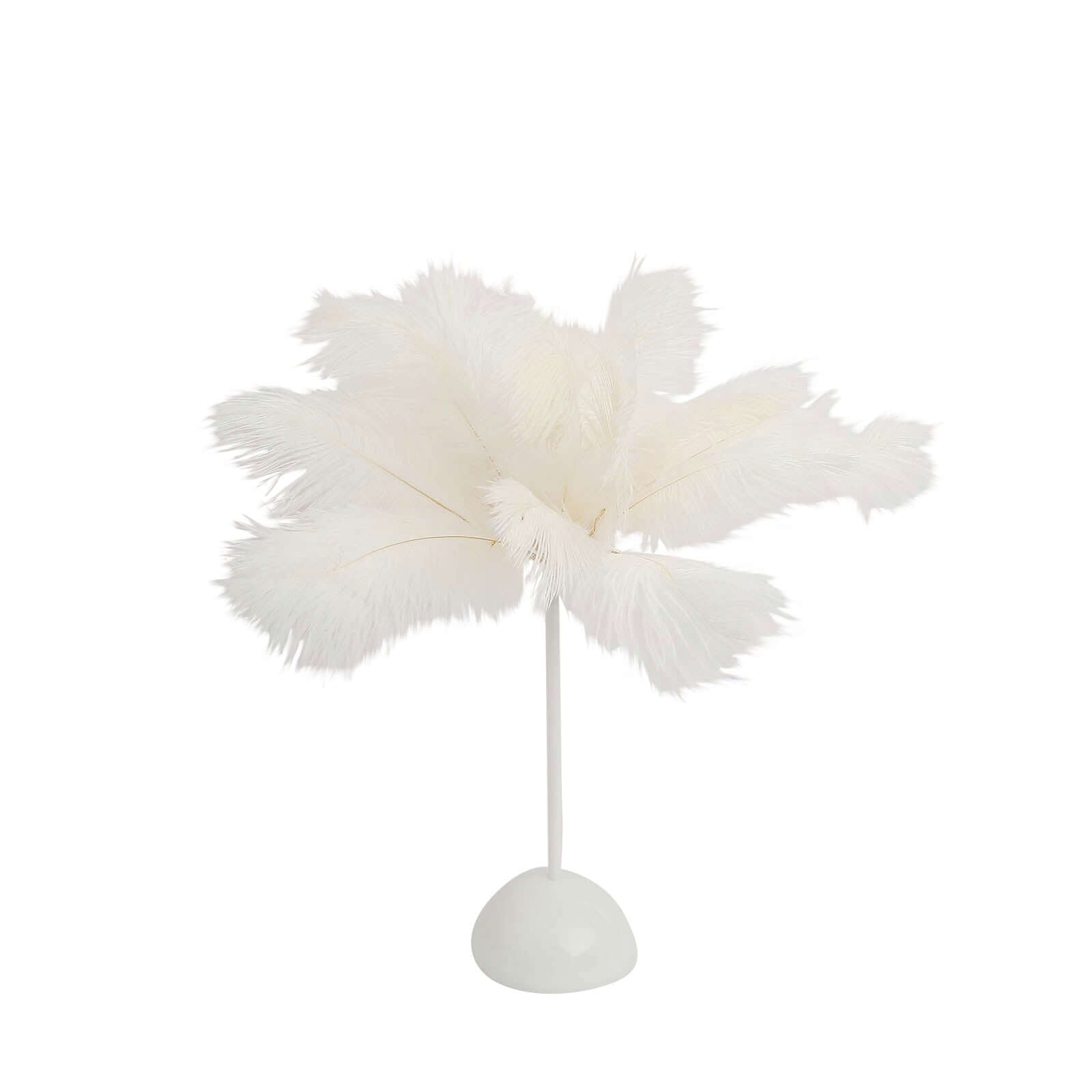 Hot Deal! White LED Cordless Table Lamp with Ostrich Feather Design for Wedding Centerpiece
