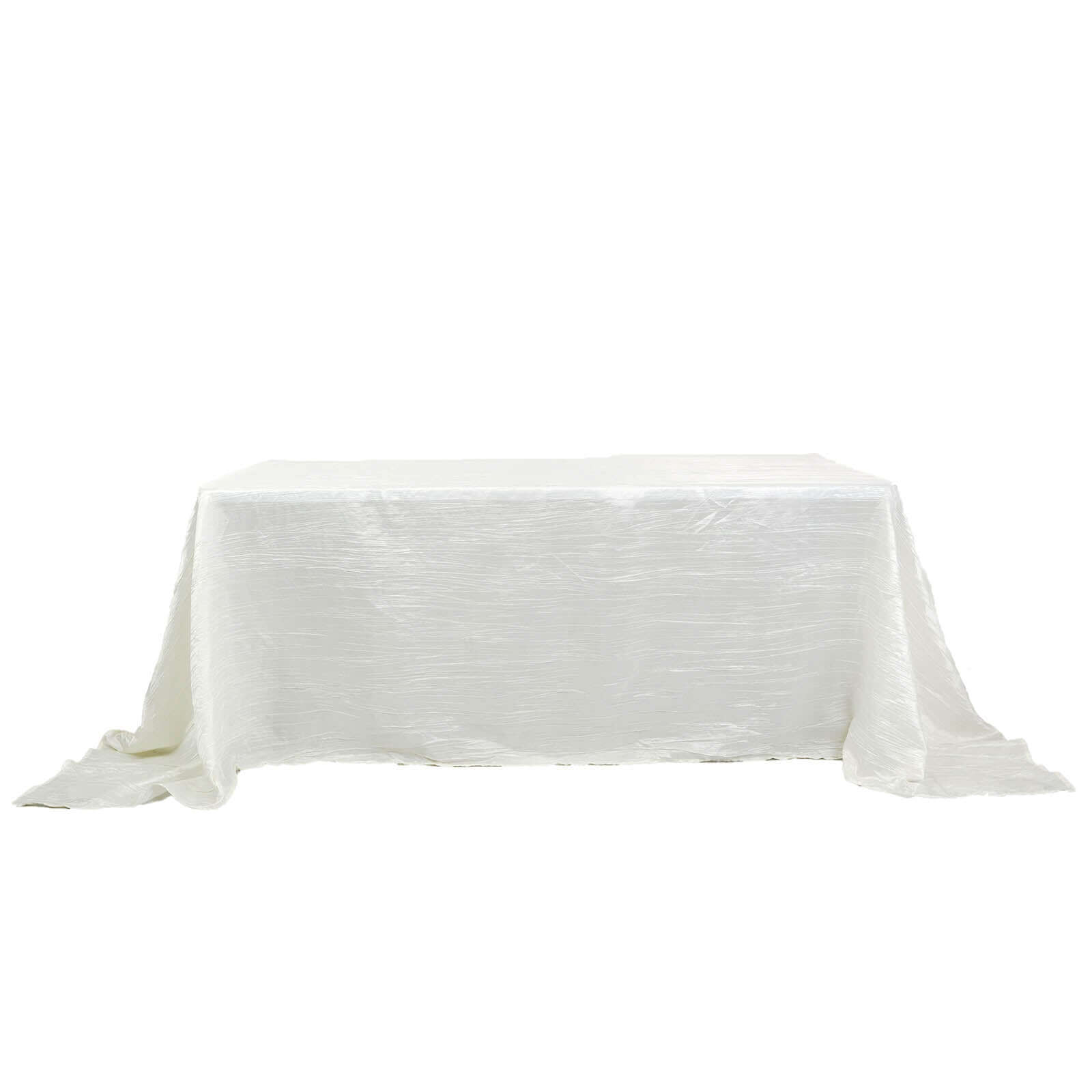 Ivory Seamless Accordion Crinkle Taffeta Rectangle Tablecloth 90x132 - Perfect for Events