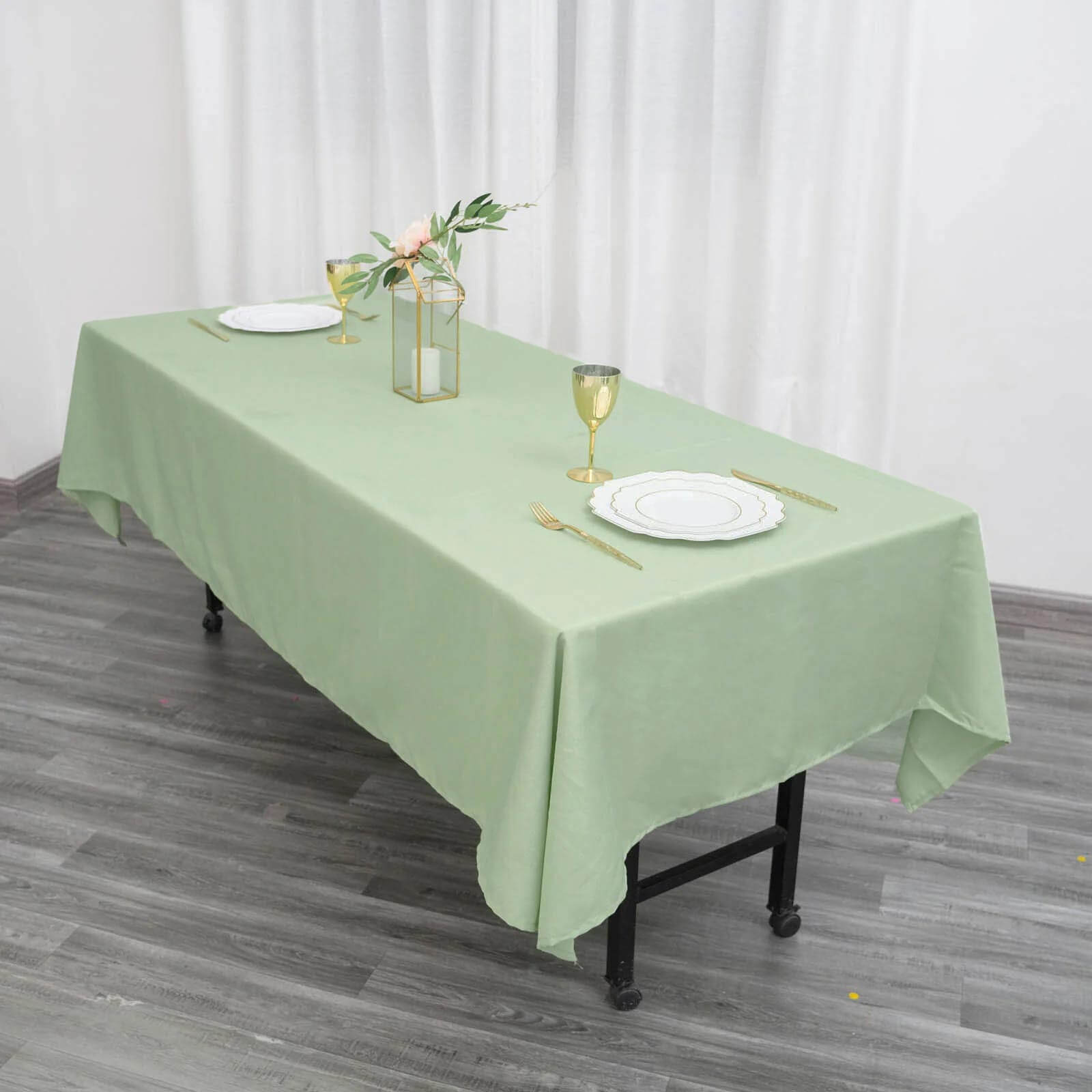 Durable and Stylish Sage Green Polyester 60x102 Rectangle Table Cover