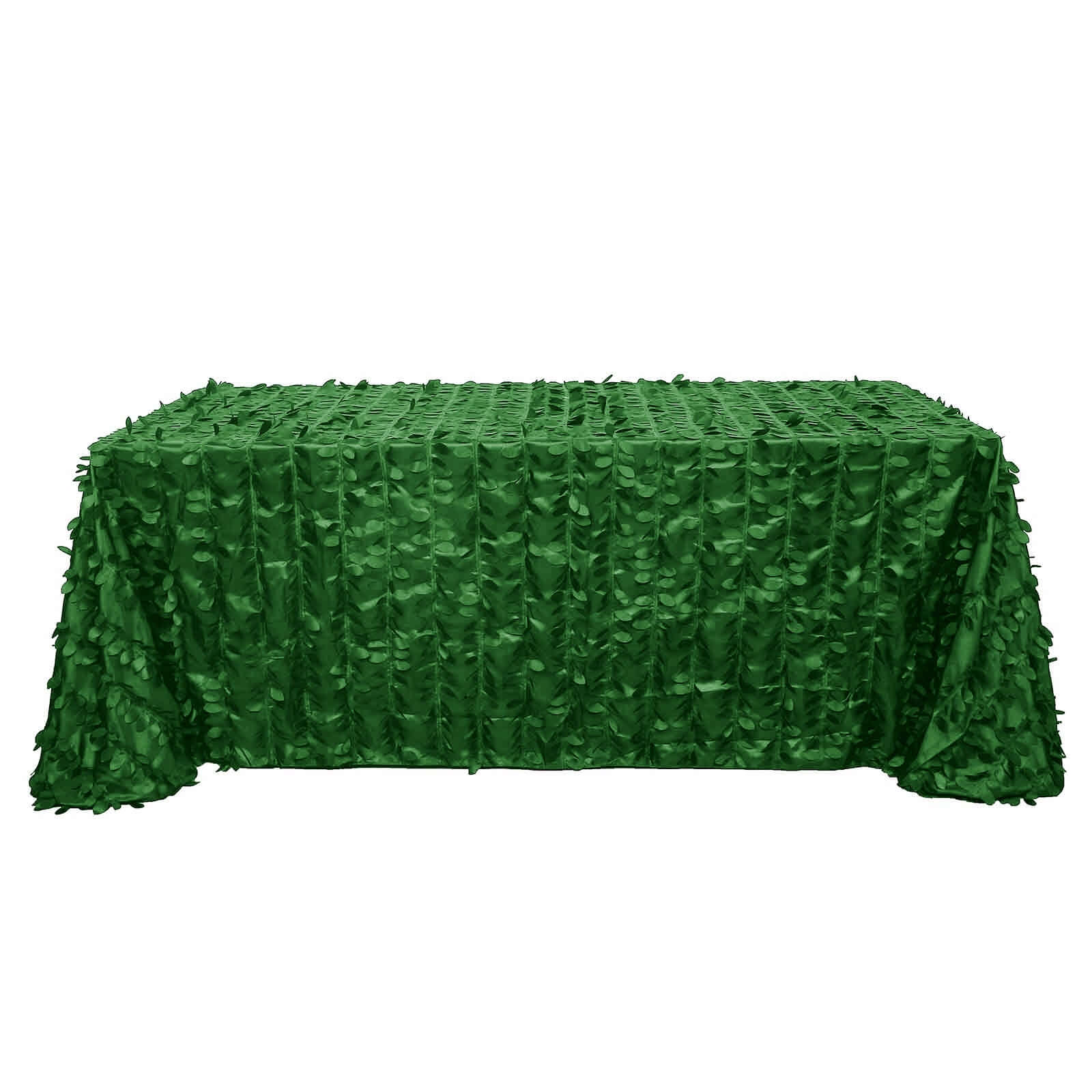 Exclusive Green Taffeta Rectangle Tablecloth with 3D Leaf Petal Design, 90x132