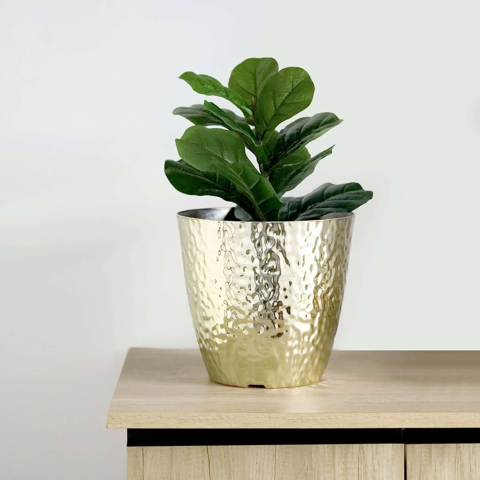 11-Inch Gold Hammered Large Indoor Flower Planter for Decorative Greenery