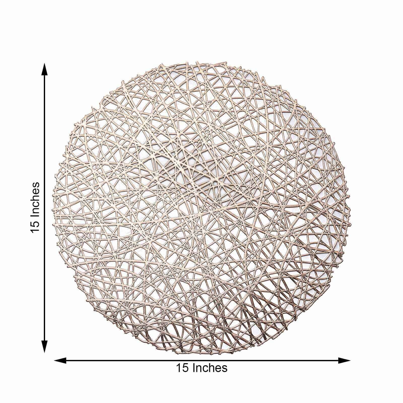 Hot Deal! 6-Pack Champagne Vinyl Round Dining Placemats - Durable & Non-Slip