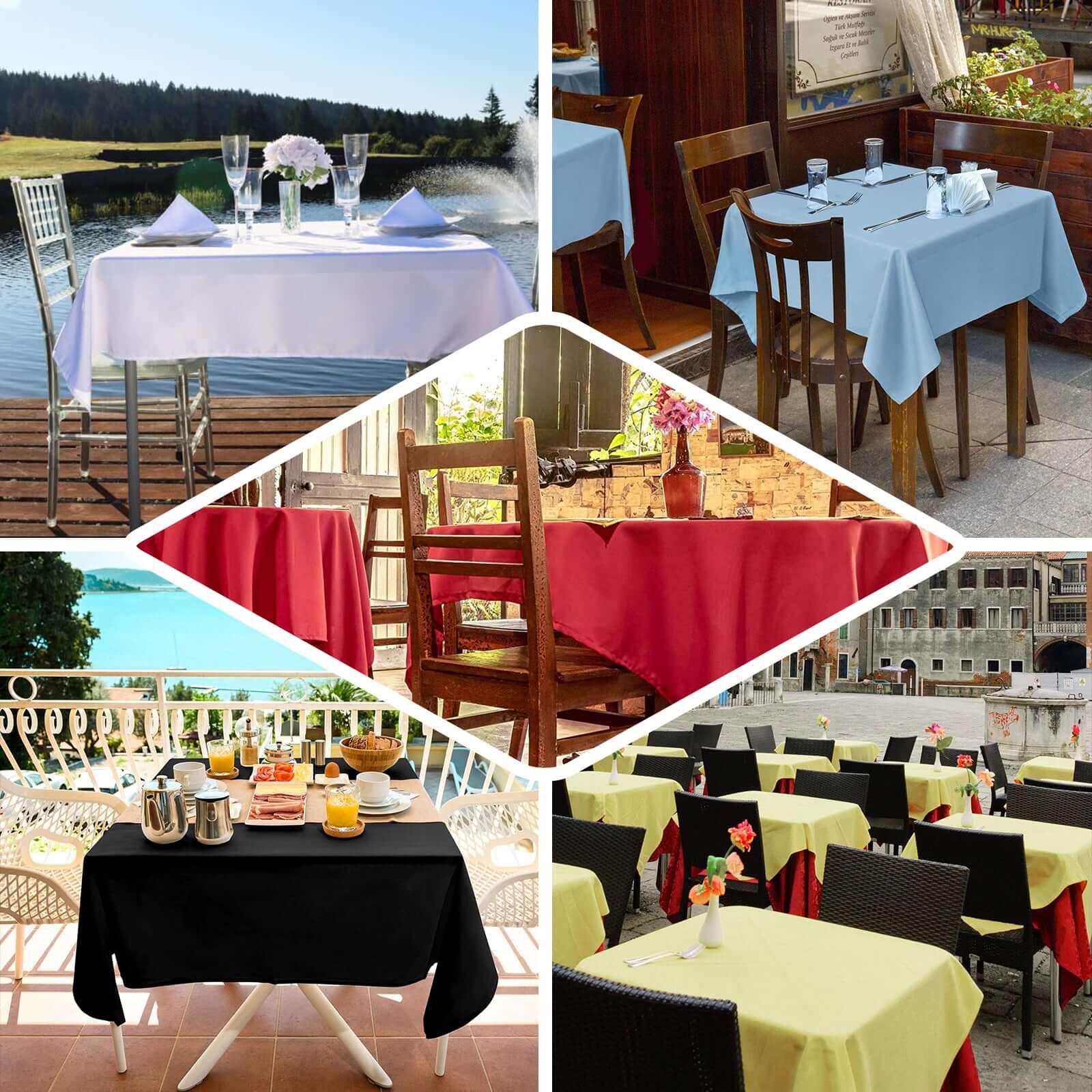 Durable & Wrinkle-Resistant Nude 54x54 Polyester Square Tablecloth - Ideal for Events