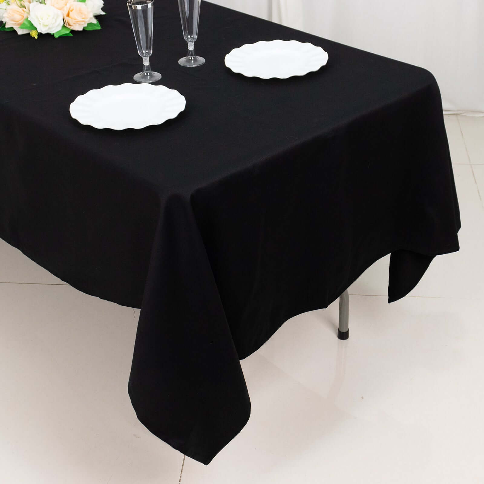 Soft & Breathable 100% Cotton Black Rectangle Tablecloth 60x102 - Ideal for Events