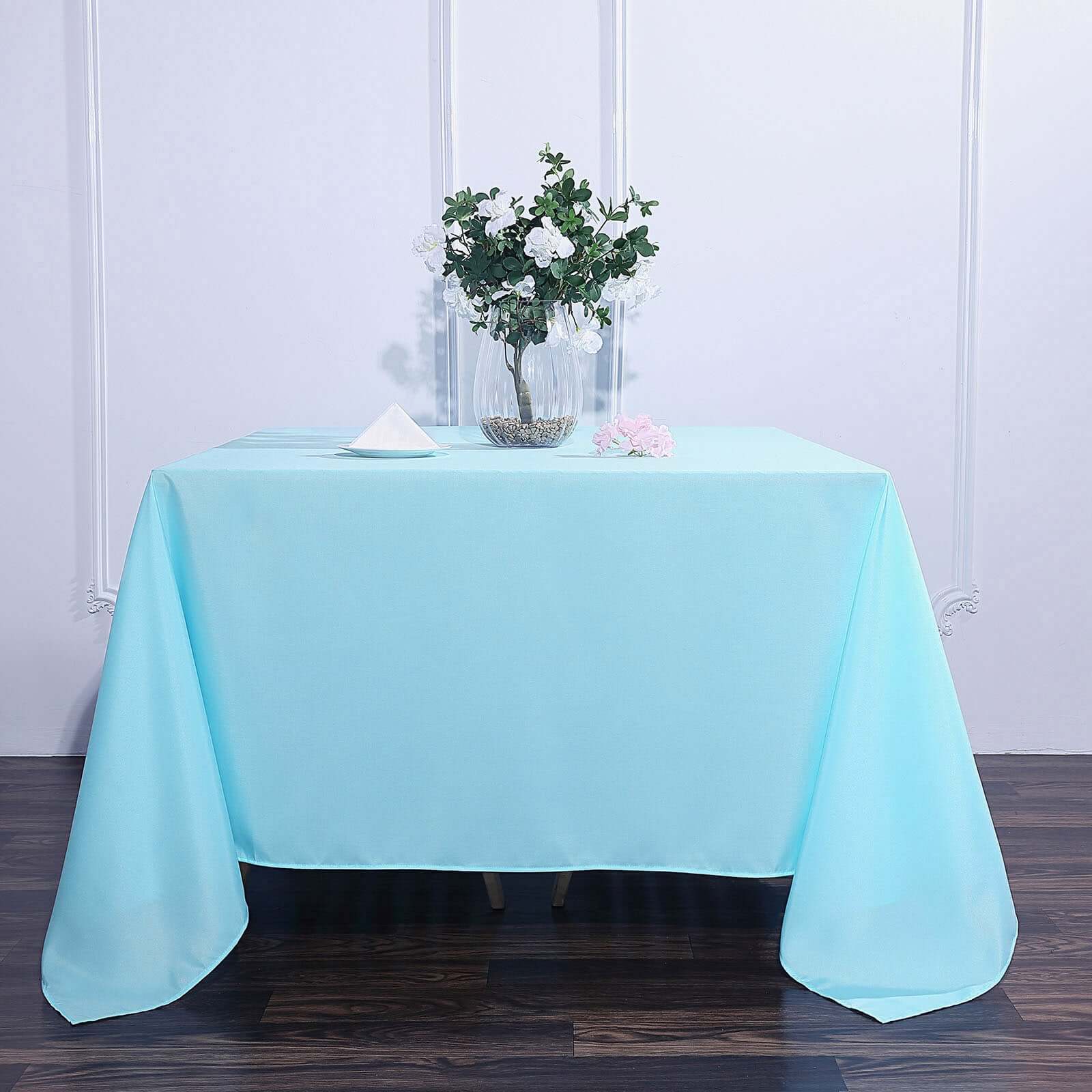 Light Blue 90x90 Square Polyester Tablecloth - Durable & Wrinkle-Free