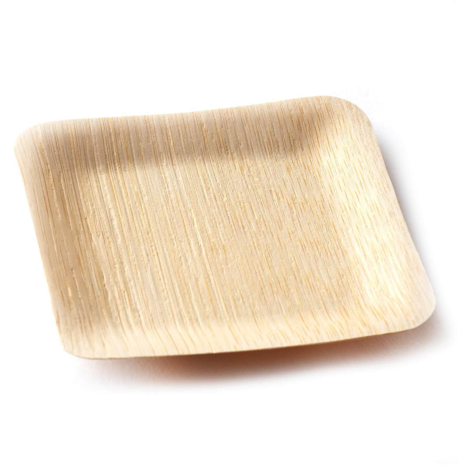 25-Piece Set of 3.5-Inch Natural Bamboo Square Disposable Dessert Plates for Farmhouse Events