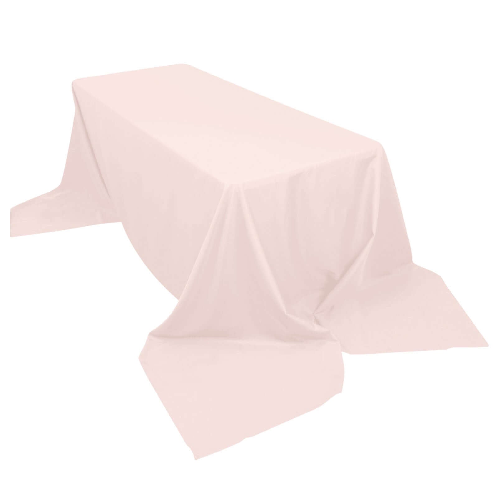 Get This Seamless Wrinkle-Resistant 90x156 Polyester Rectangle Blush Tablecloth Now