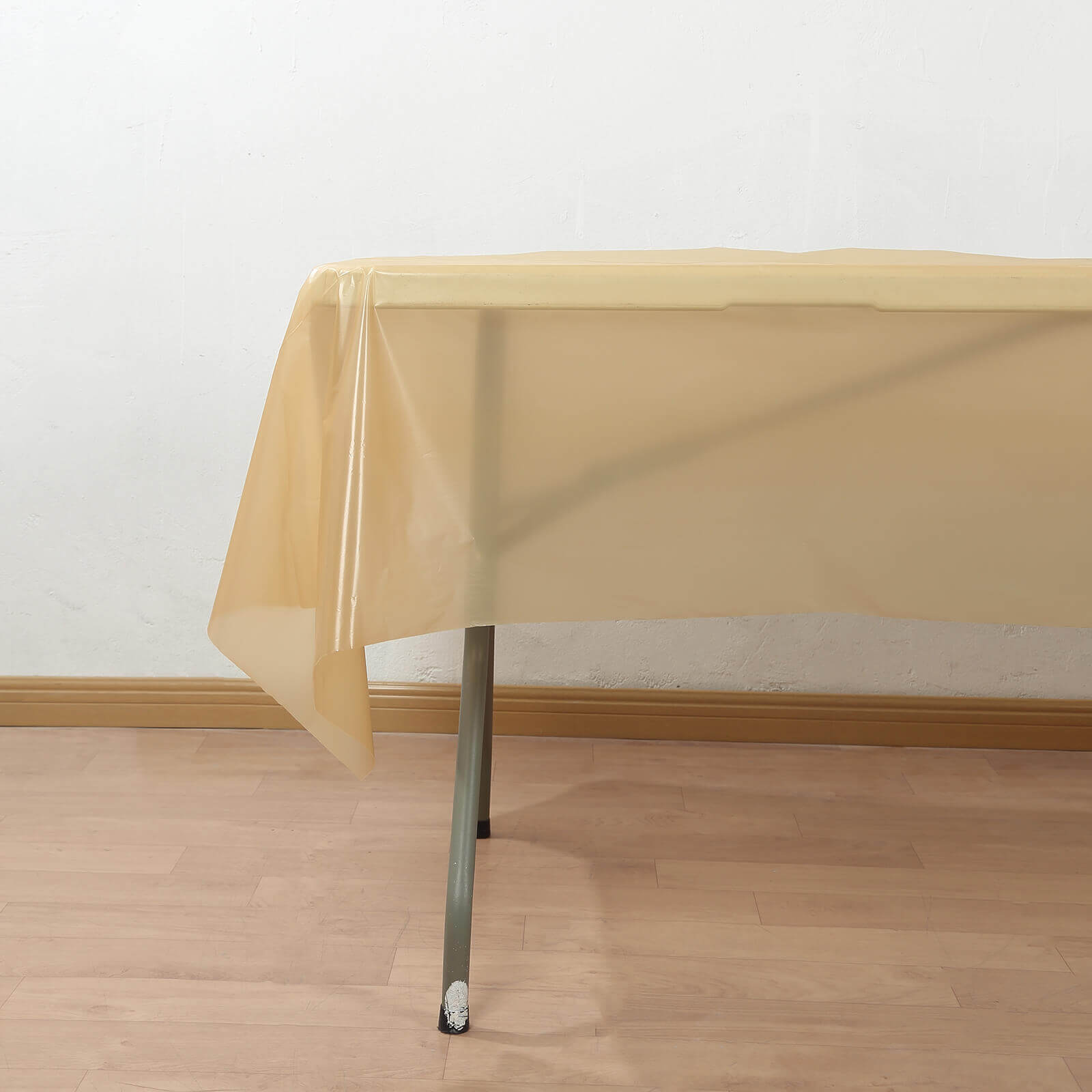 Customizable Gold Plastic Table Cover Roll with Slide Cutter, 54x300ft