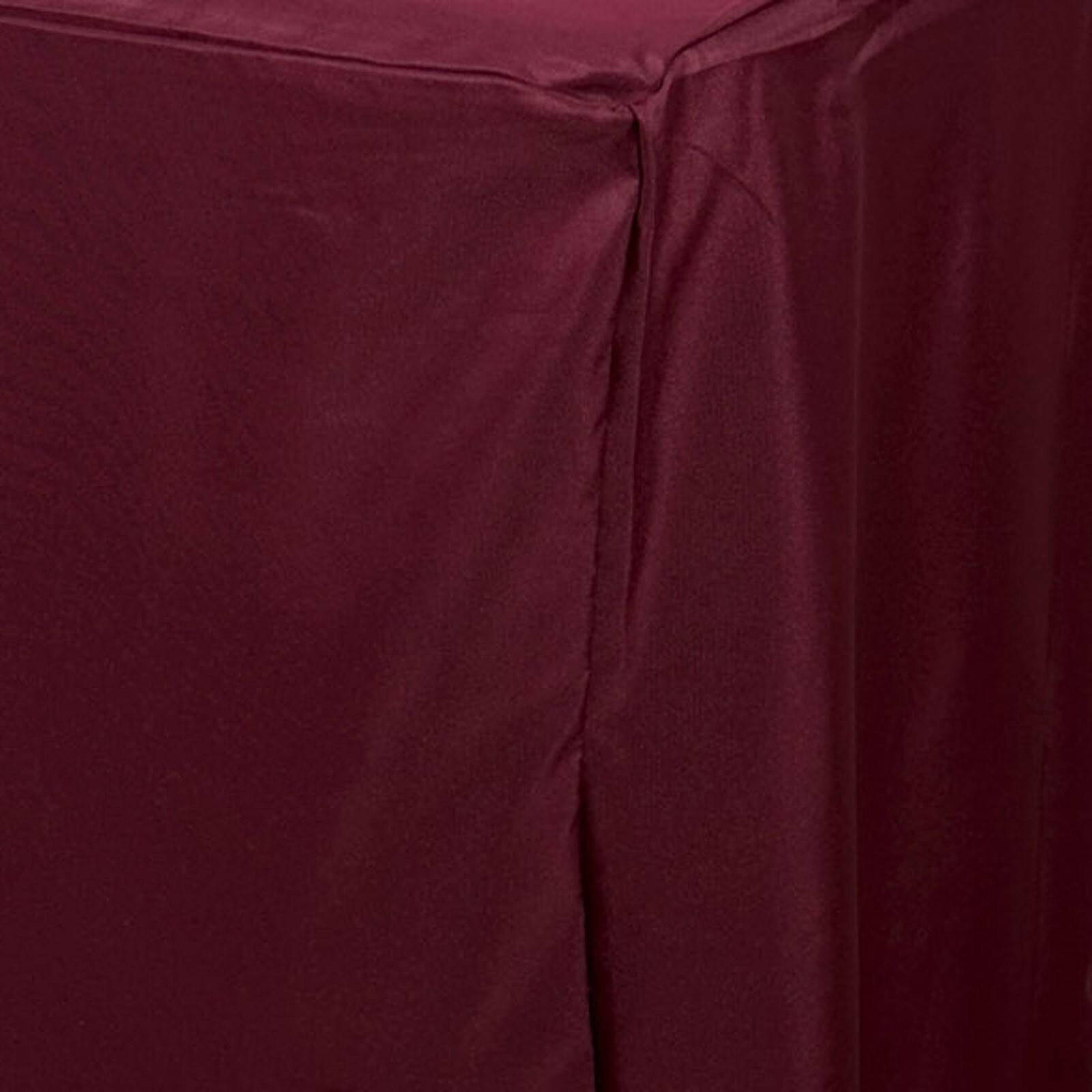 Durable Burgundy Fitted Polyester Rectangle Tablecloth for 8FT Tables - Easy Maintenance