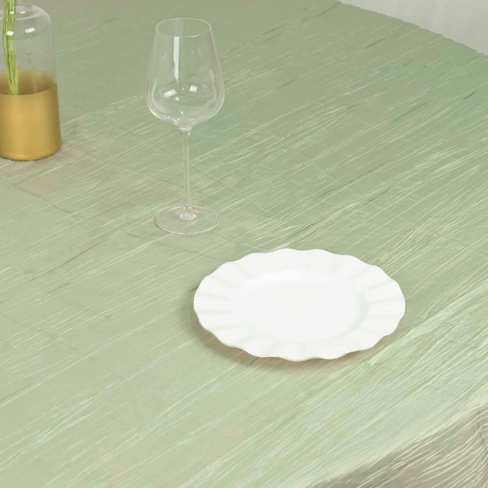 Sage Green 90x90 Square Accordion Crinkle Taffeta Table Overlay