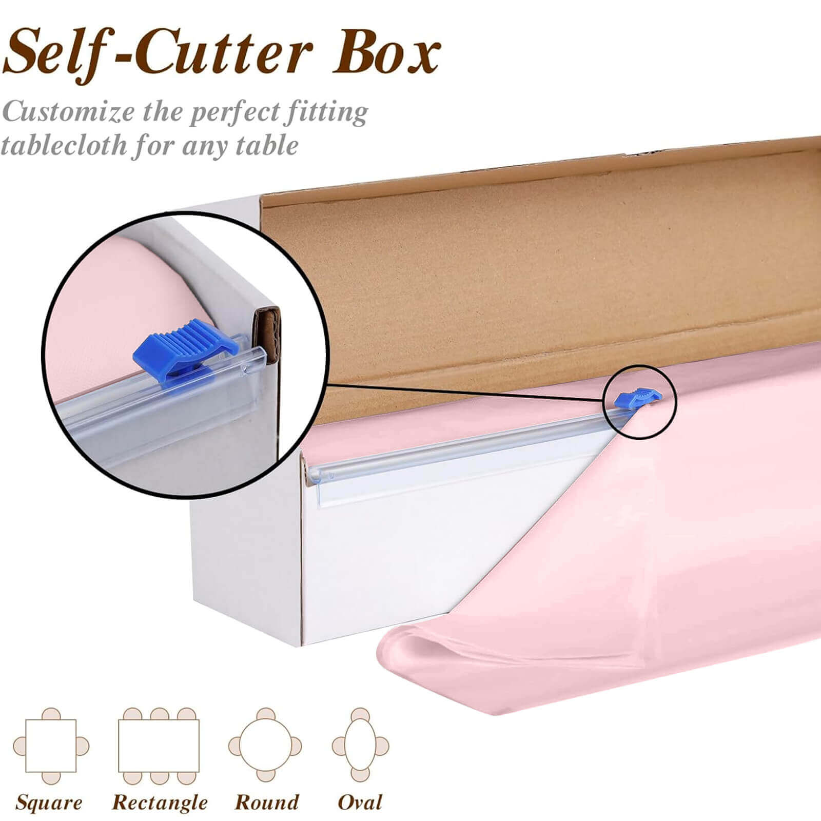 Customizable Blush Plastic Table Cover Roll with Slide Cutter - 54x300ft, High-Quality Disposable