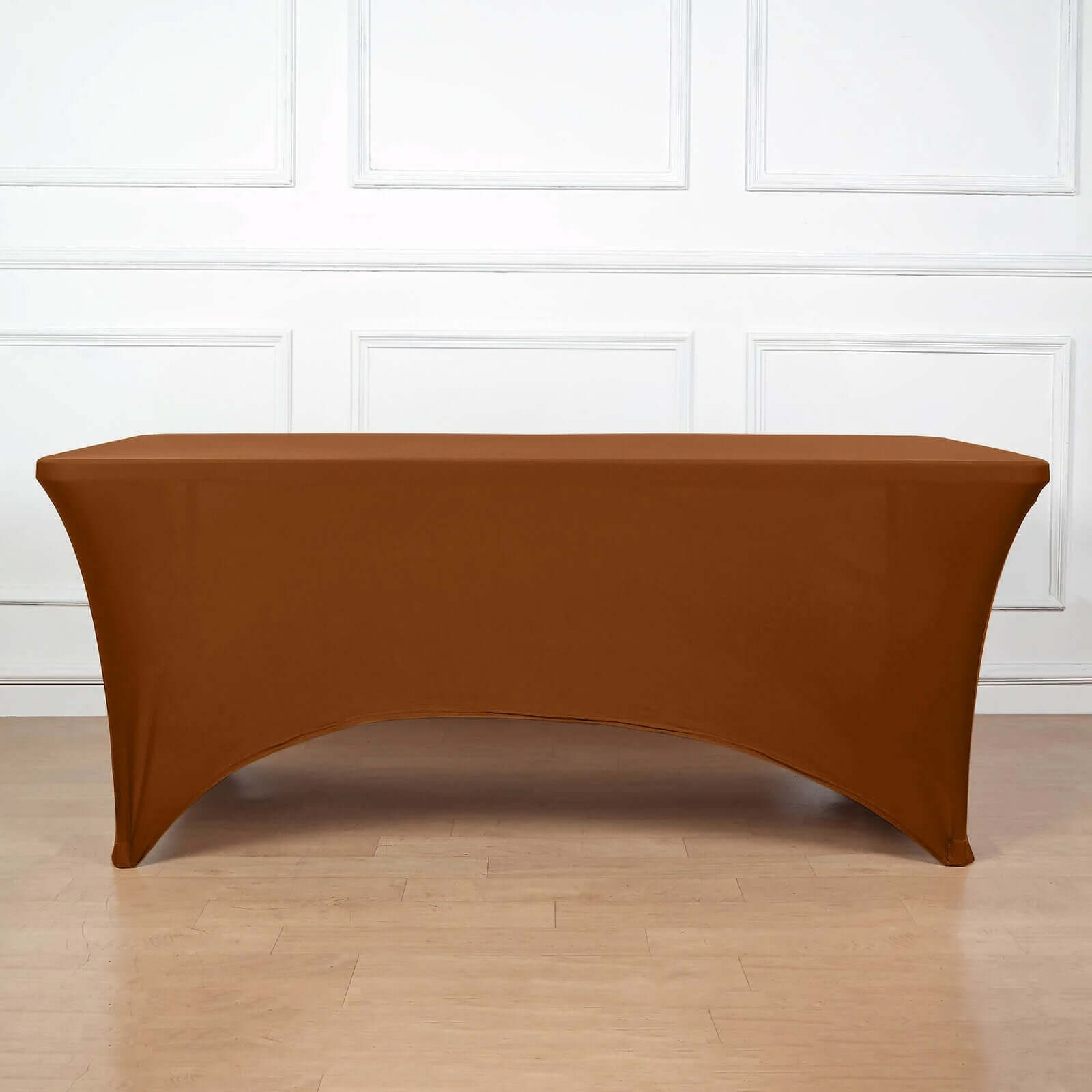 Durable Cinnamon Brown 6ft Stretch Spandex Rectangle Form-Fitting Tablecloth