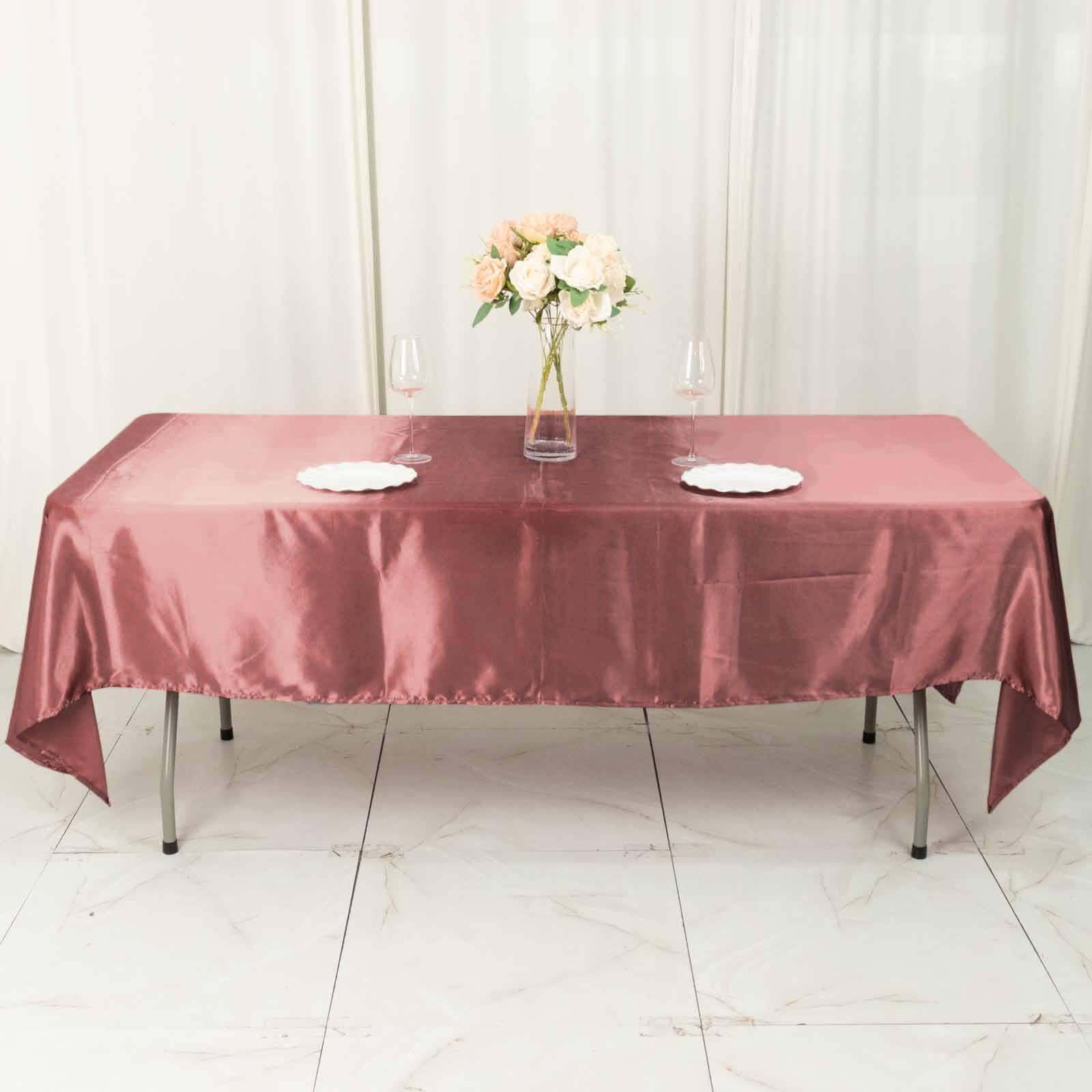 Hot Sale! Smooth and Lustrous Satin Table Cover in Cinnamon Rose, 60x102 Rectangular Tablecloth